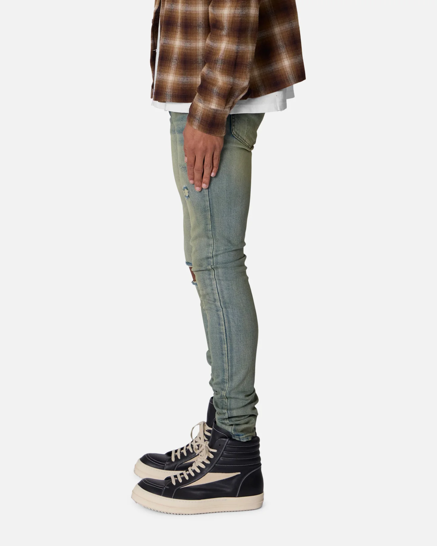 MNML X721 Dusted Skinny Denim Jeans Sun Washed Blue - Image 3