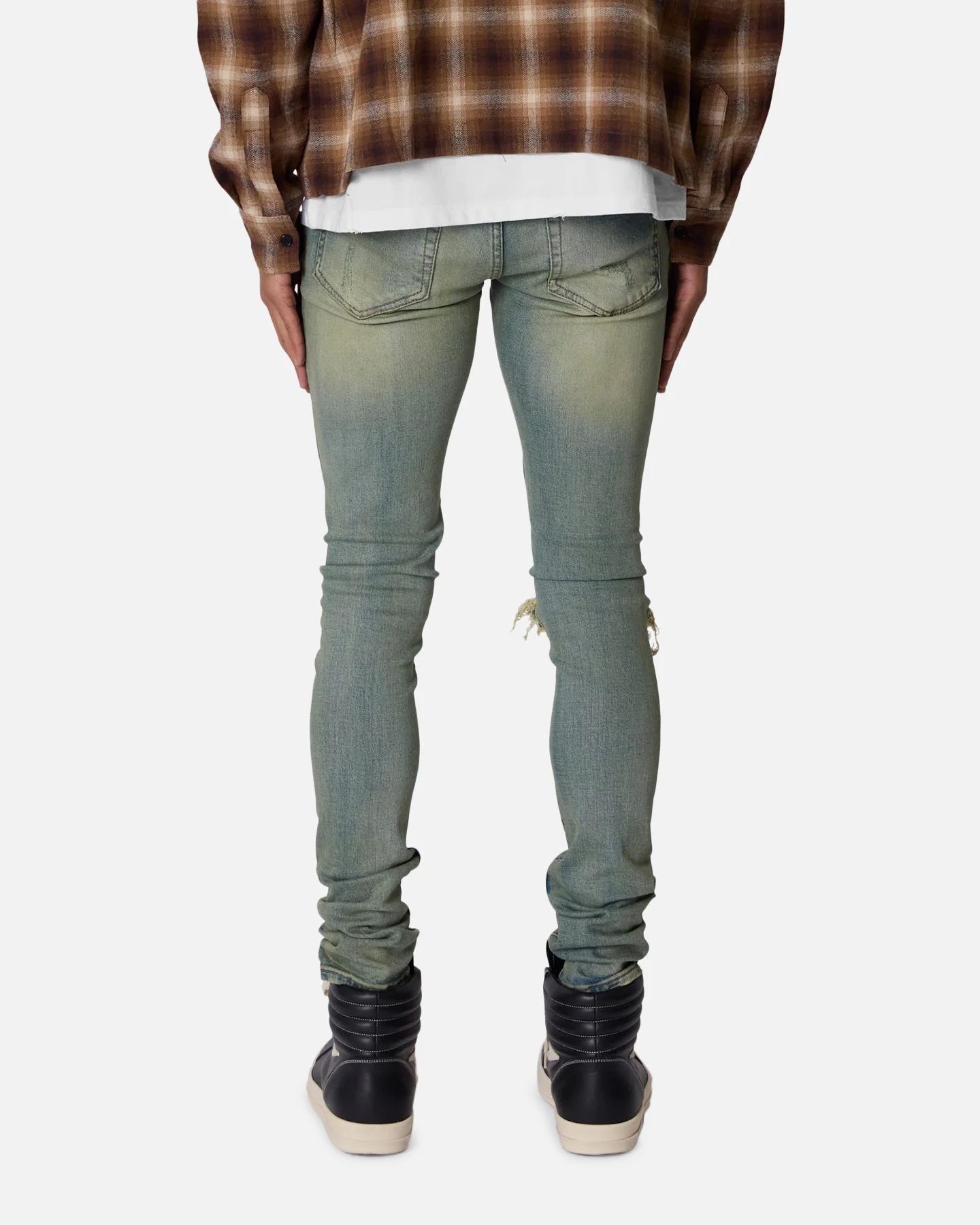 MNML X721 Dusted Skinny Denim Jeans Sun Washed Blue - Image 4