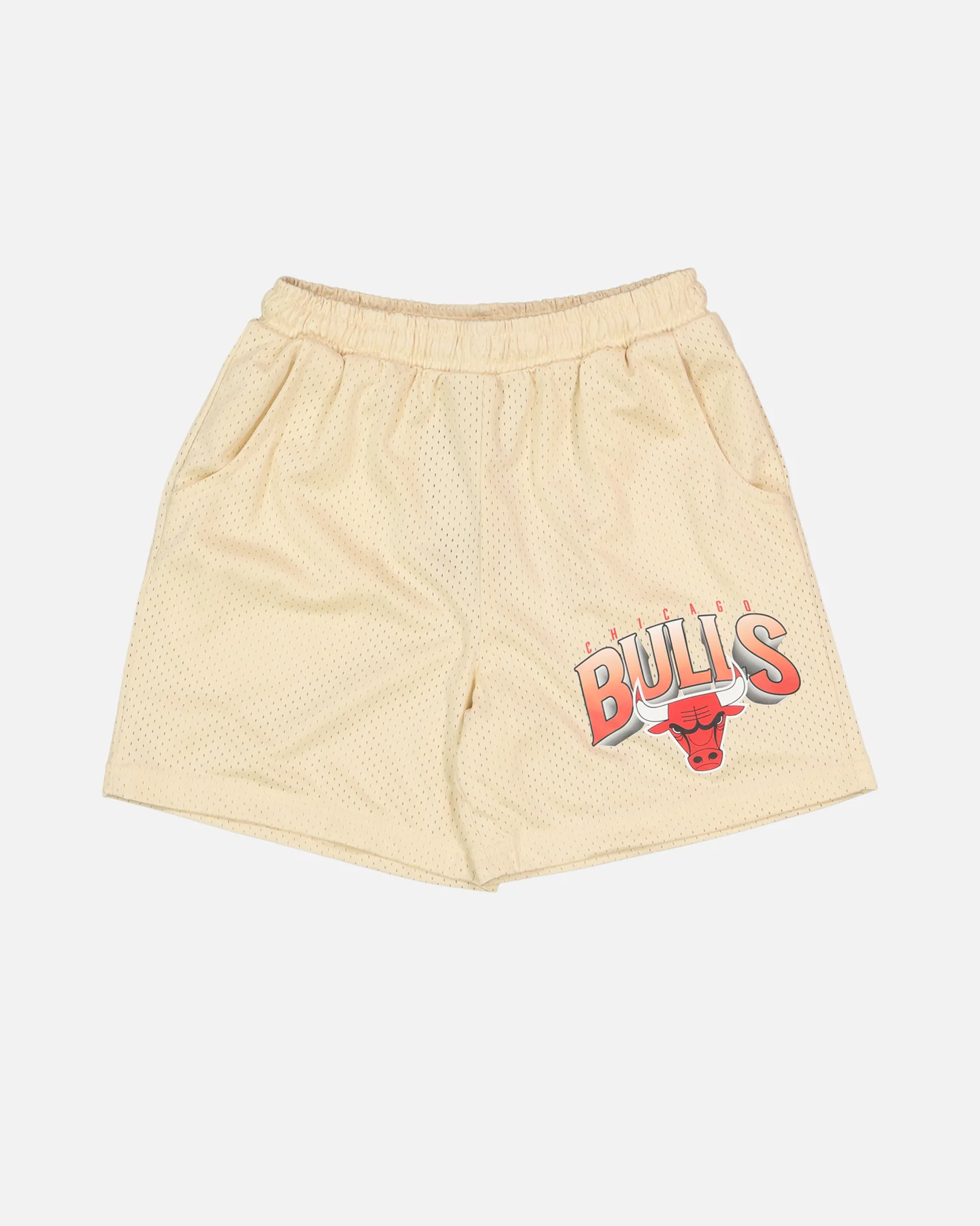 NBA Kids' Chicago Bulls Newark Mesh Shorts Light Oat - Image 3