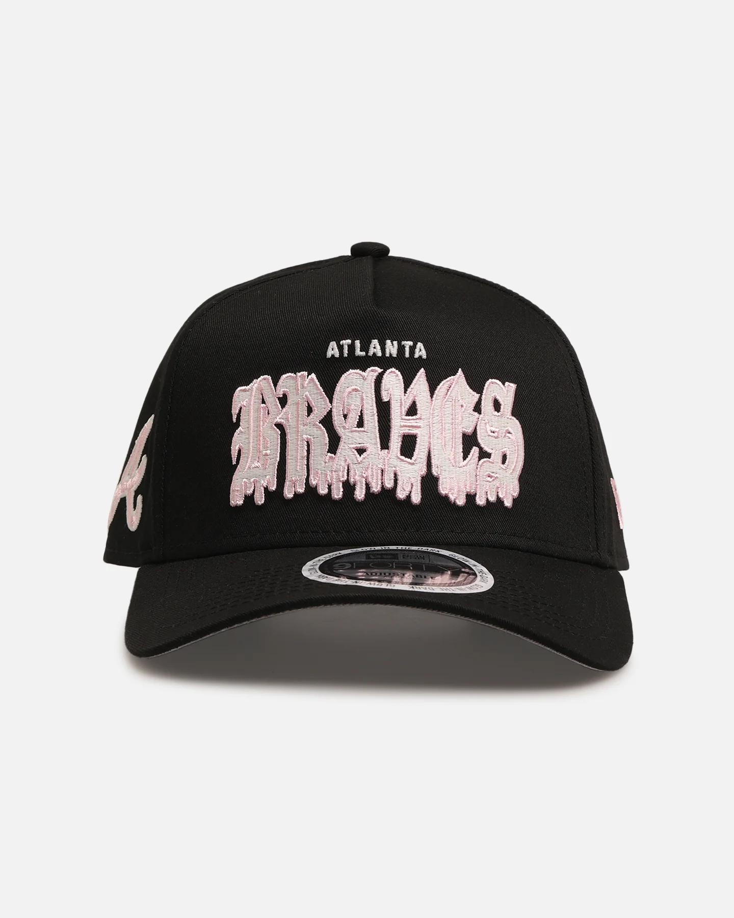 New Era Atlanta Braves 'Drip Glow Script' 9FORTY A-Frame Snapback Black/Pink