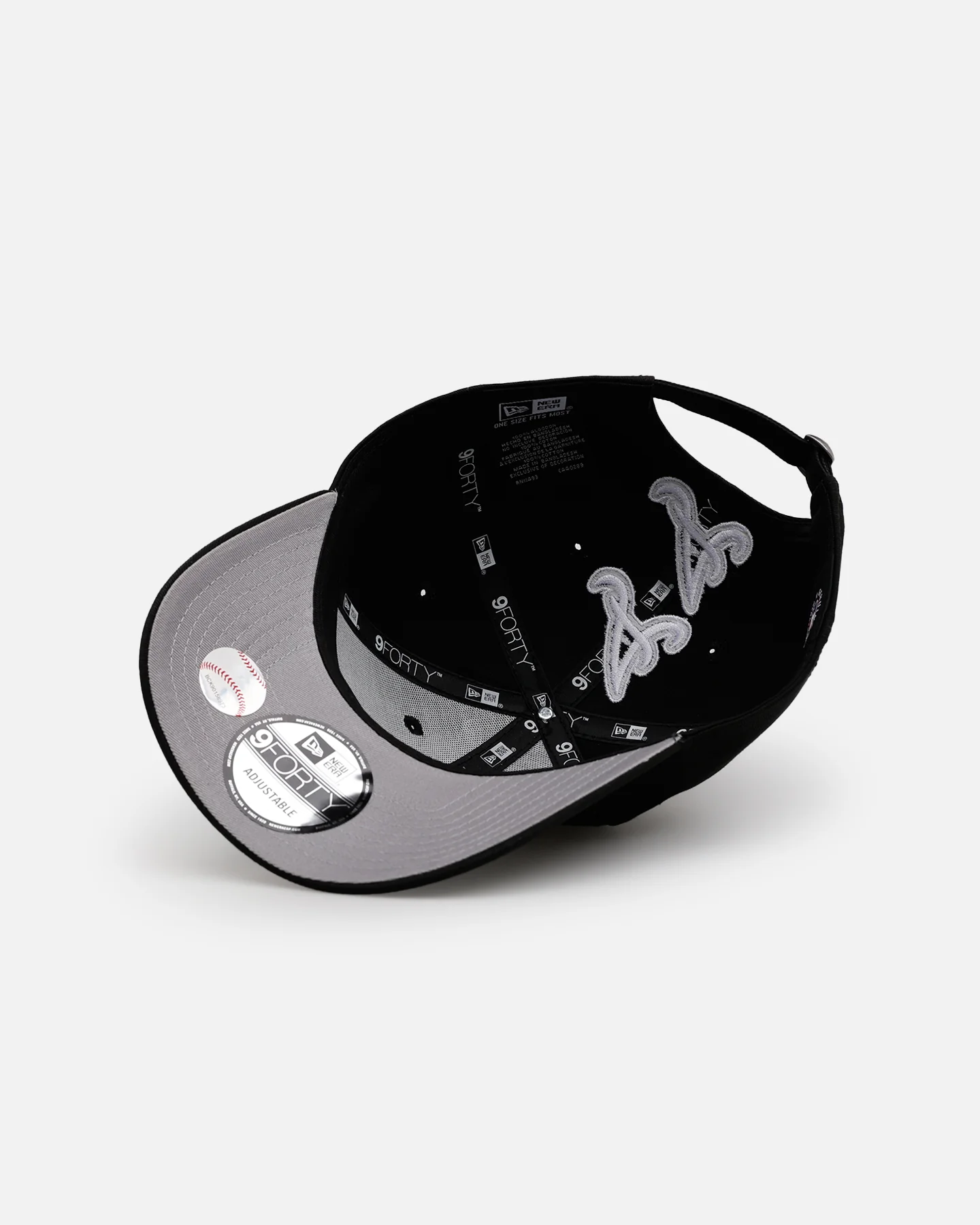 New Era Atlanta Braves 'Spine' 9FORTY A-Frame Strapback Black/White - Image 6