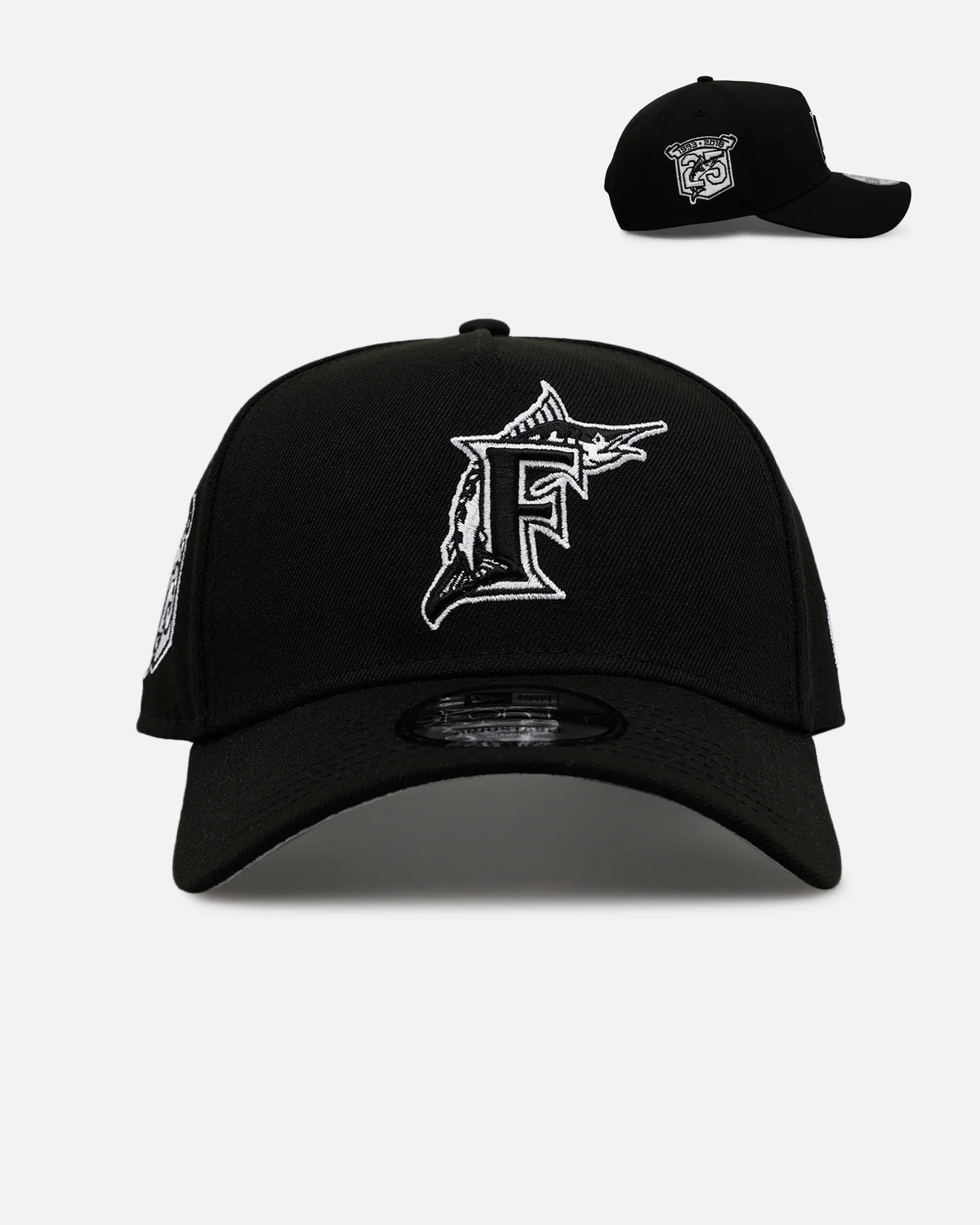 New Era Florida Marlins 'Black And White' 9FORTY A-Frame Snapback Black/White
