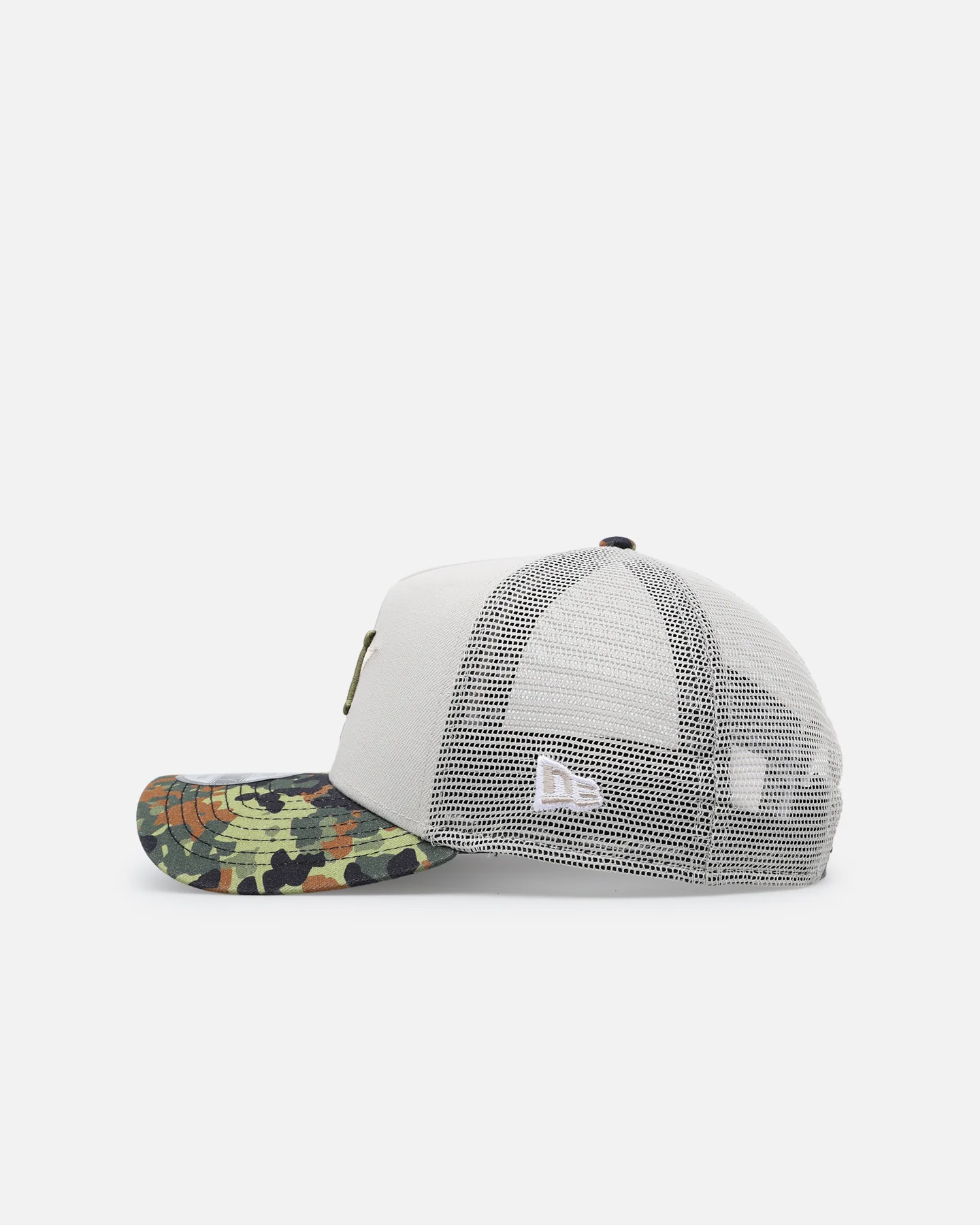 New Era Houston Astros "Camo Visor" 9FORTY A-Frame Trucker Snapback Stone/Olive - Image 4