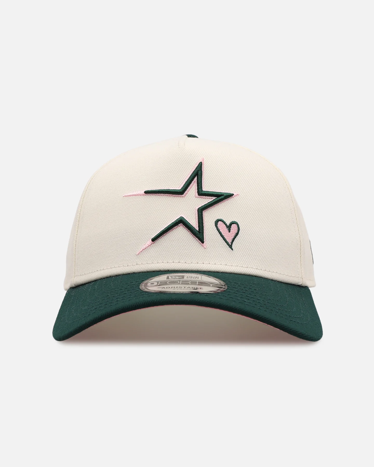 New Era Houston Astros 'Pink Satin Hearts Green' 9FORTY A-Frame Snapback Chrome/Dark Green