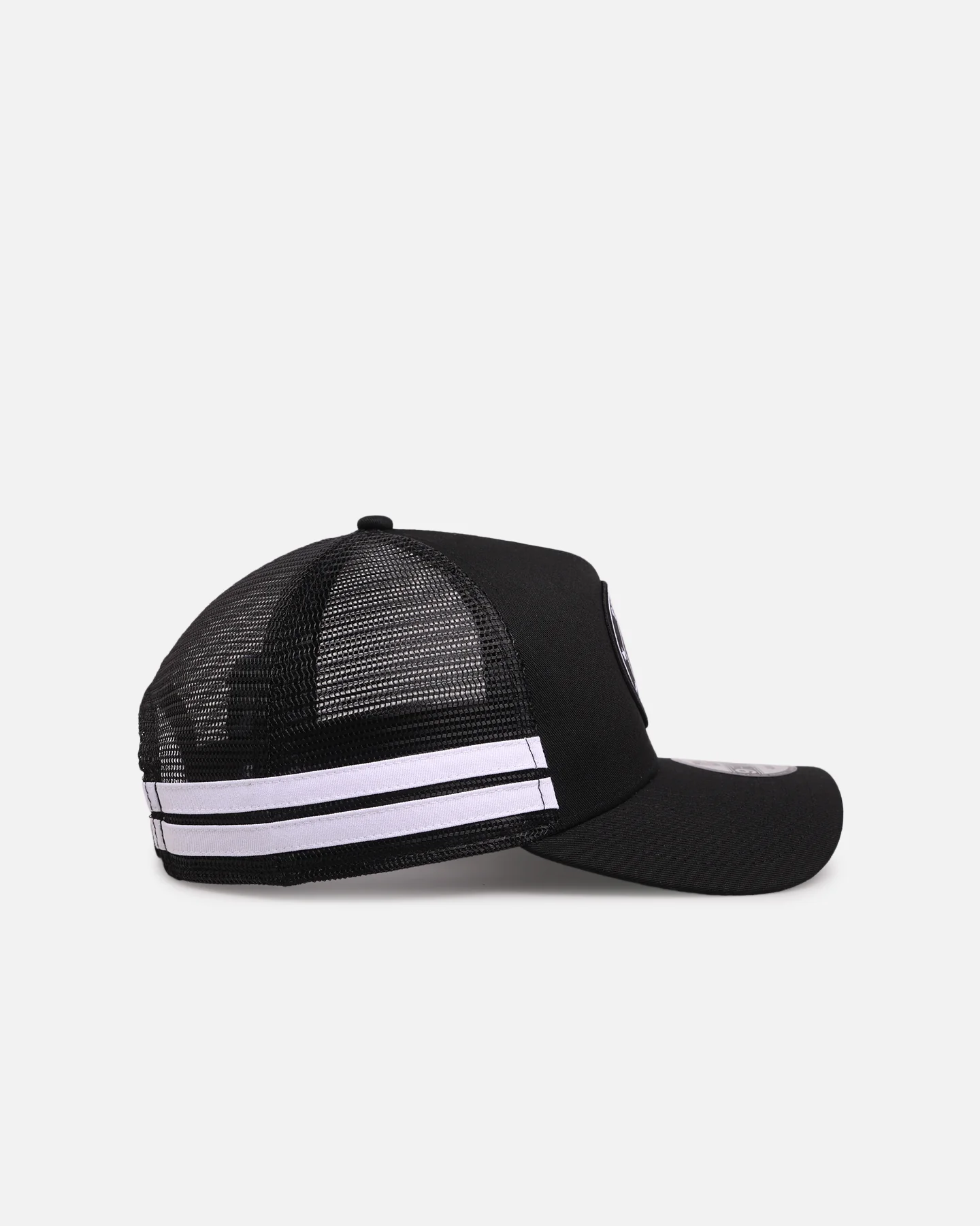 New Era Houston Texans 'Stripe' 9FORTY A-Frame Trucker Snapback Black/White - Image 3