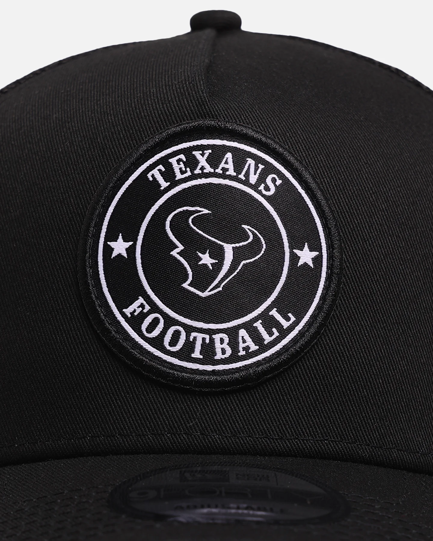 New Era Houston Texans 'Stripe' 9FORTY A-Frame Trucker Snapback Black/White - Image 5