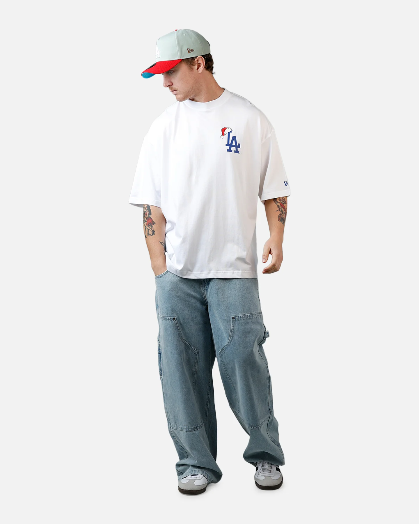 New Era Los Angeles Dodgers 'All I Want For Christmas' Santa T-Shirt White - Image 3