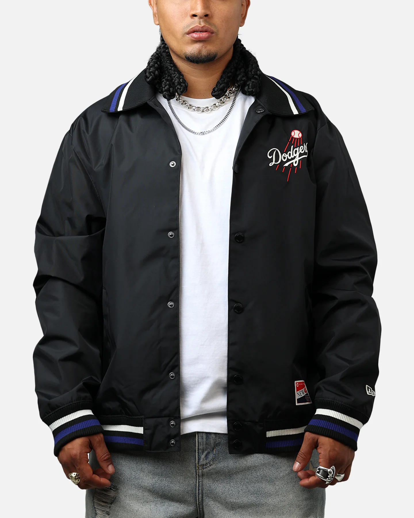 New Era Los Angeles Dodgers Throwback Jacket Black - Image 2