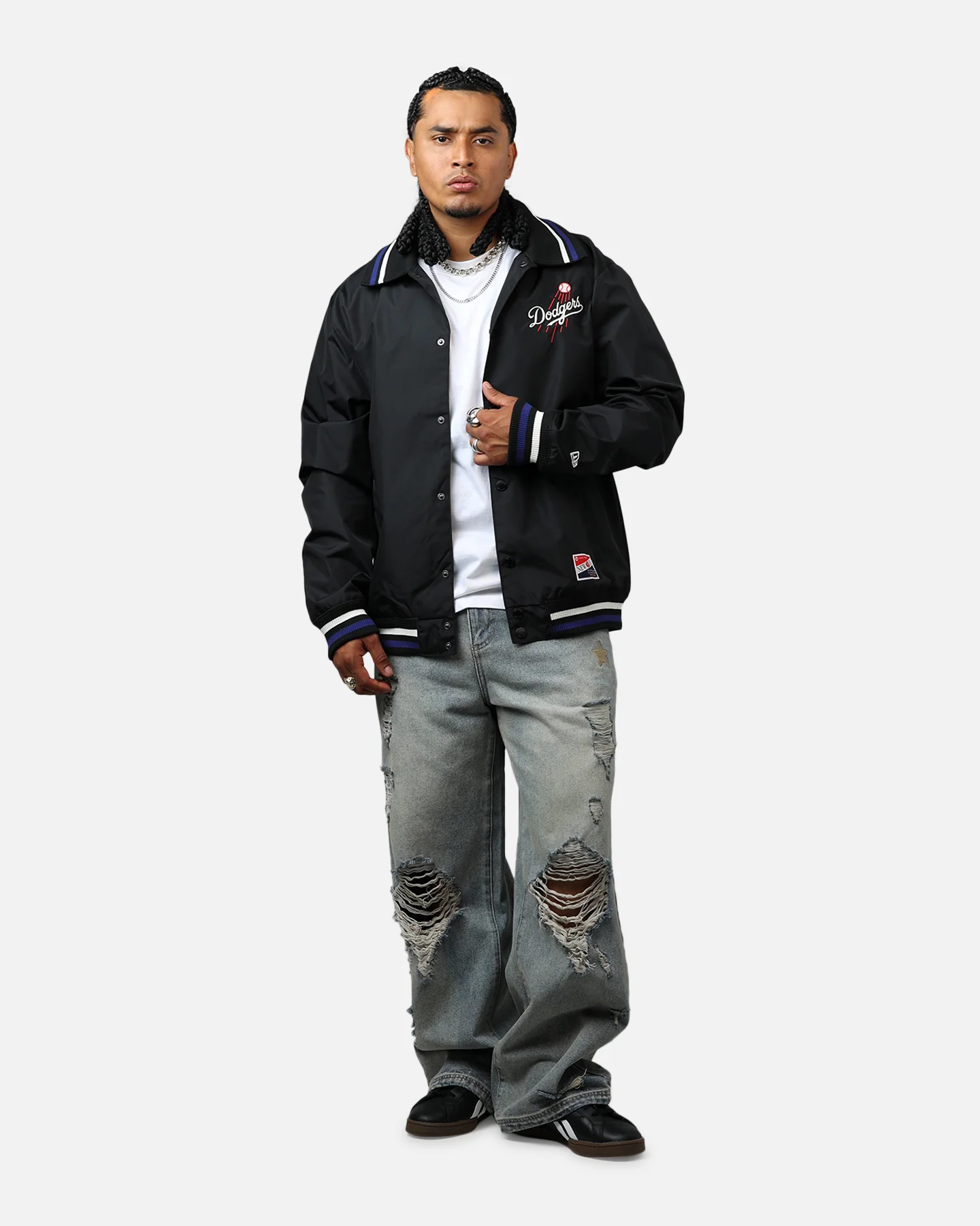 New Era Los Angeles Dodgers Throwback Jacket Black - Image 3