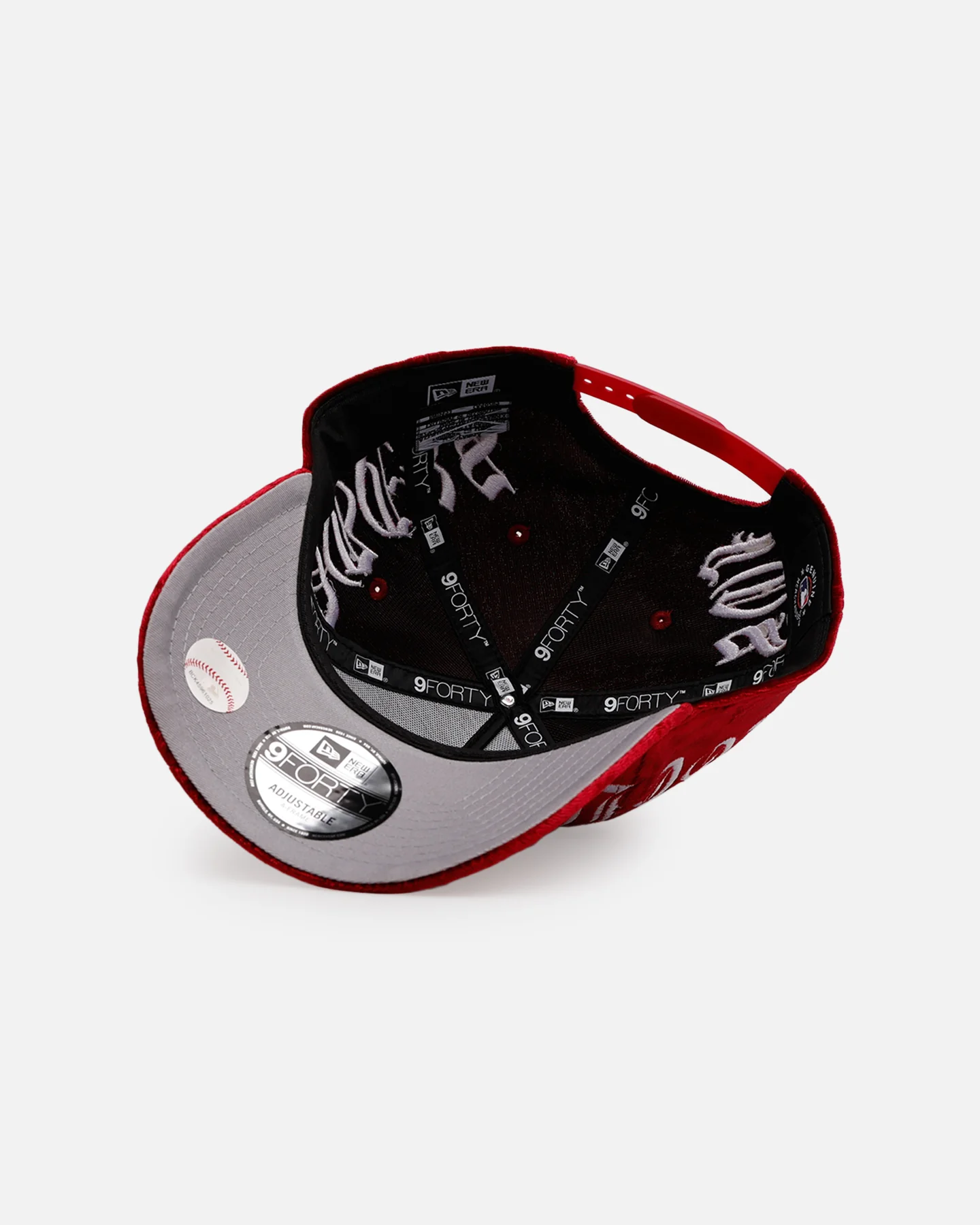 New Era Los Angeles Dodgers 'Velvet Gothic Script' 9FORTY A-Frame Snapback Maroon - Image 7