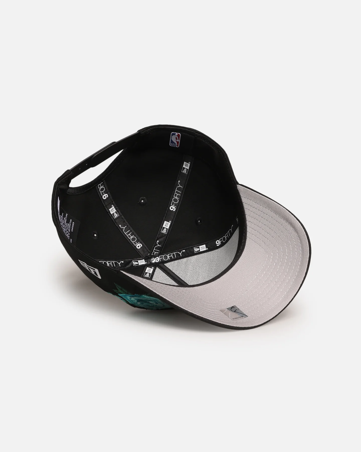 New Era Los Angeles Lakers 'Aqua Rose Embroidery' 9FORTY A-Frame Snapback Black/Aqua - Image 6