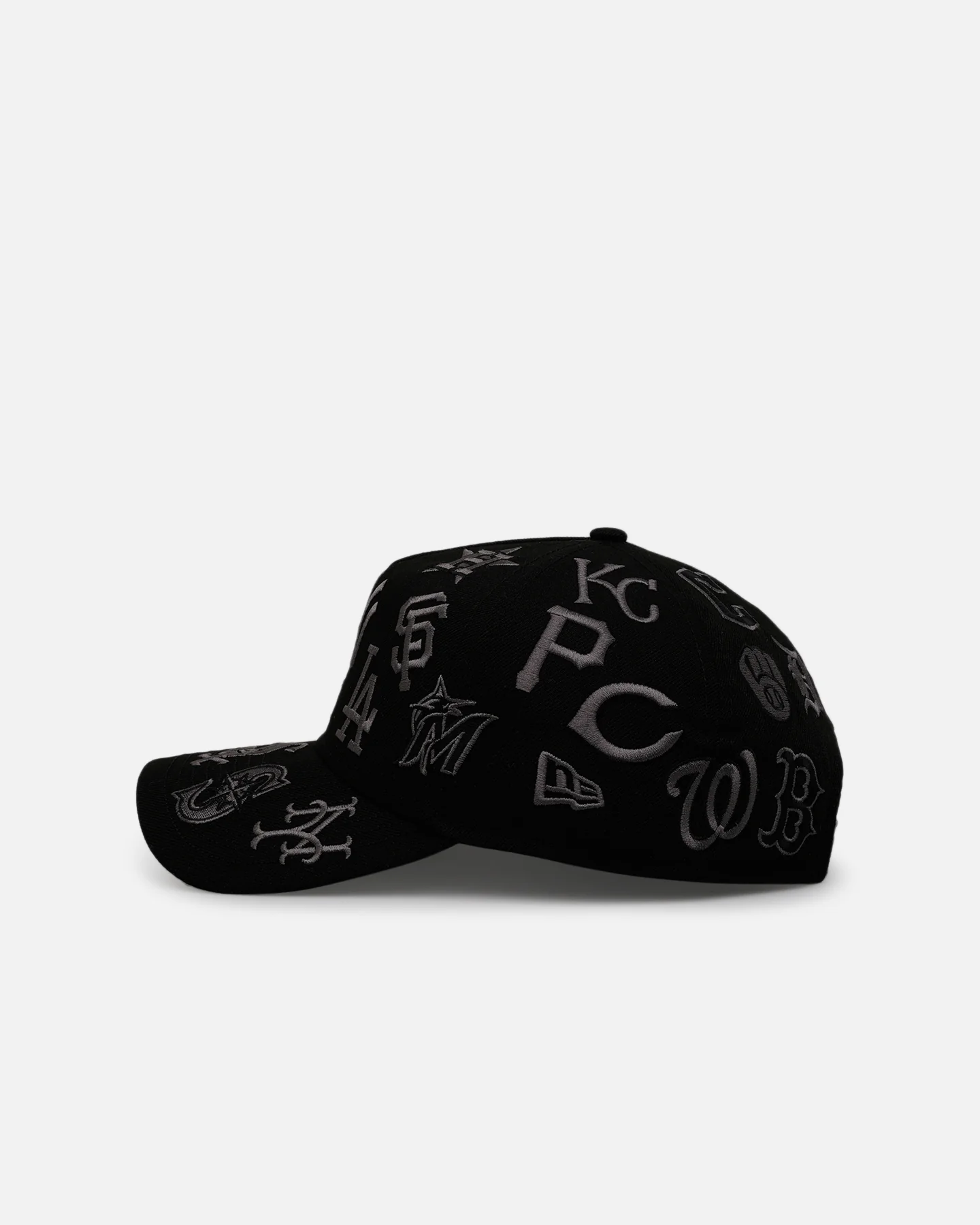 New Era MLB 'All Over Leagues' 9FORTY A-Frame Snapback Black/Charcoal - Image 4