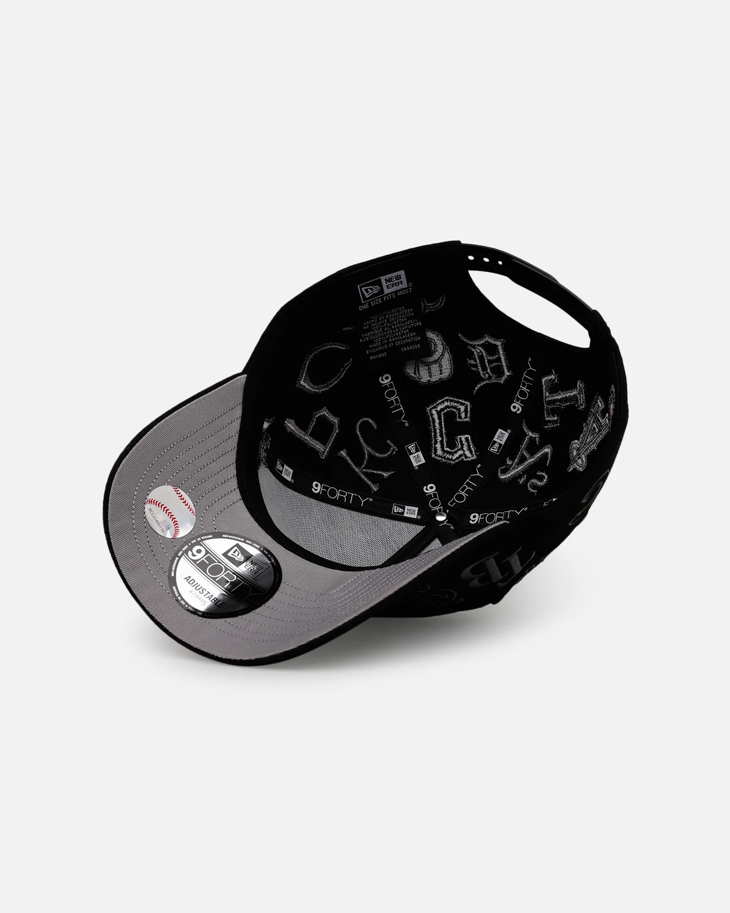 New Era MLB 'All Over Leagues' 9FORTY A-Frame Snapback Black/Charcoal - Image 6