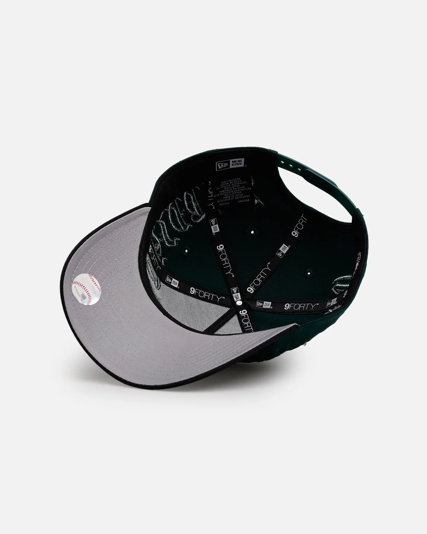 New Era Oakland Athletics 'Gothic Script Two Tone' 9FORTY A-Frame Snapback Dark Green/Black - Image 6