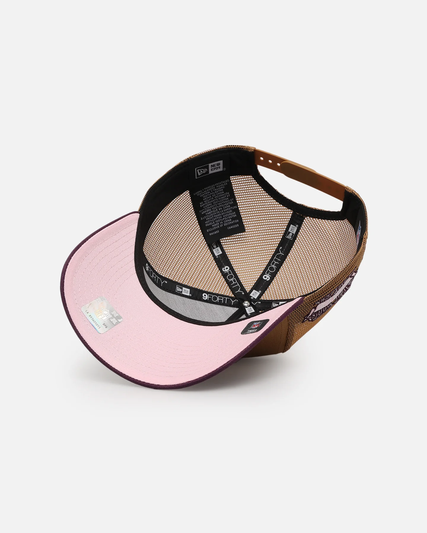 New Era Oakland Raiders 'Rustic Rose' 9FORTY A-Frame Trucker Snapback Wheat - Image 6