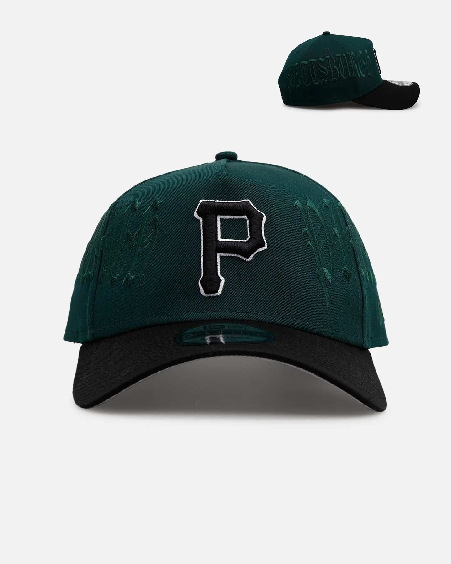 New Era Pittsburgh Pirates 'Gothic Script Two Tone' 9FORTY A-Frame Snapback Dark Green/Black