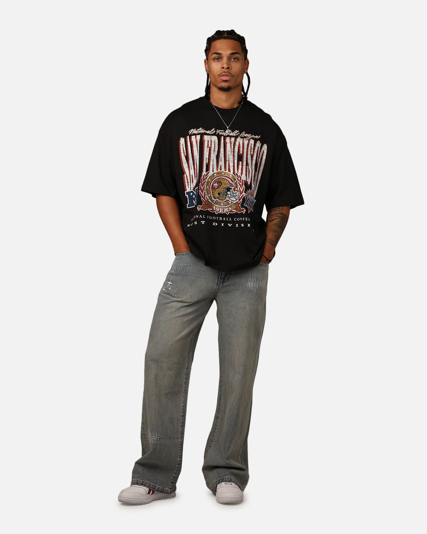 New Era San Francisco 49ers Oversized Essentials T-Shirt Black - Image 3
