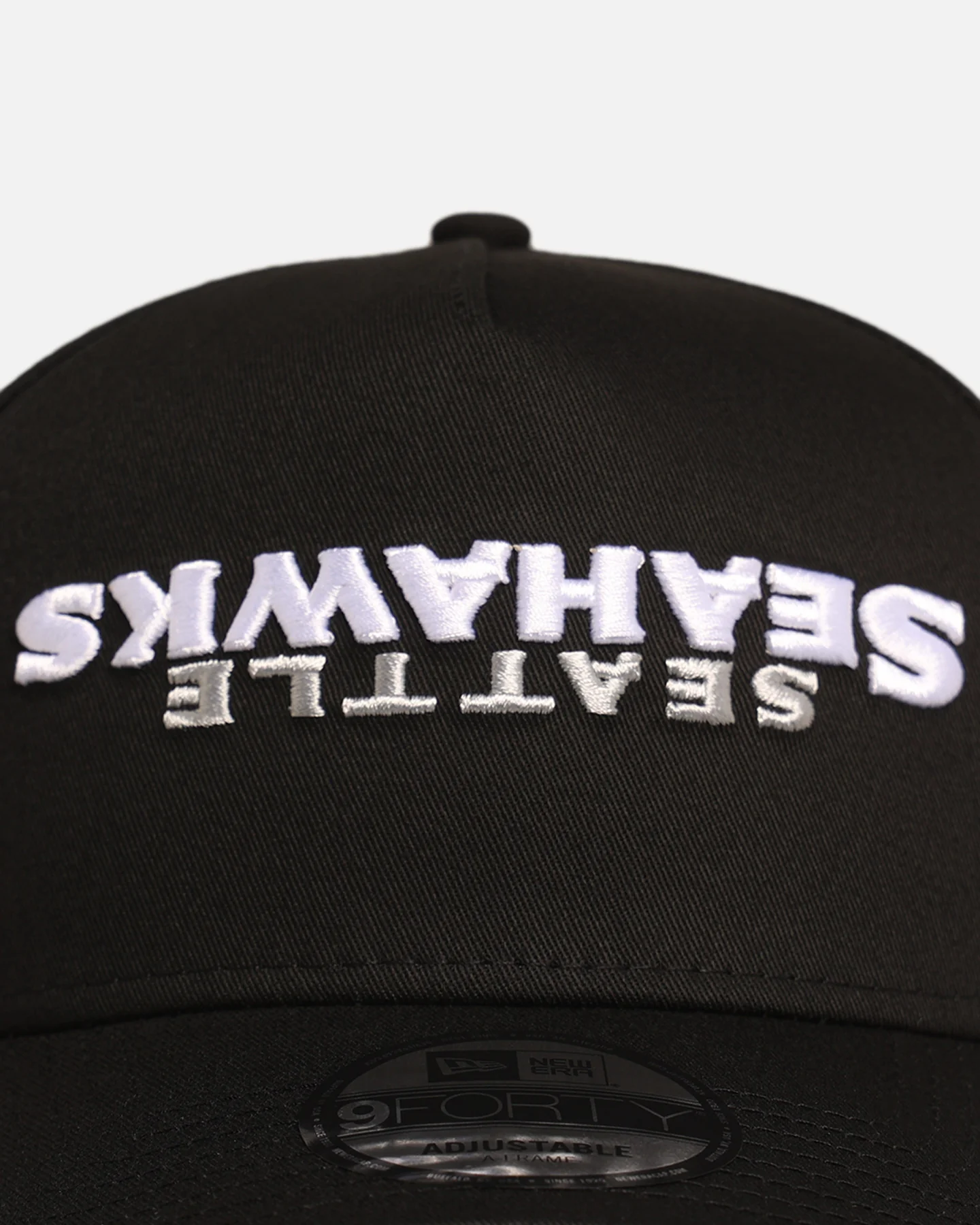 New Era Seattle Seahawks 'Upside Down Logo' 9FORTY A-Frame Snapback Black - Image 5