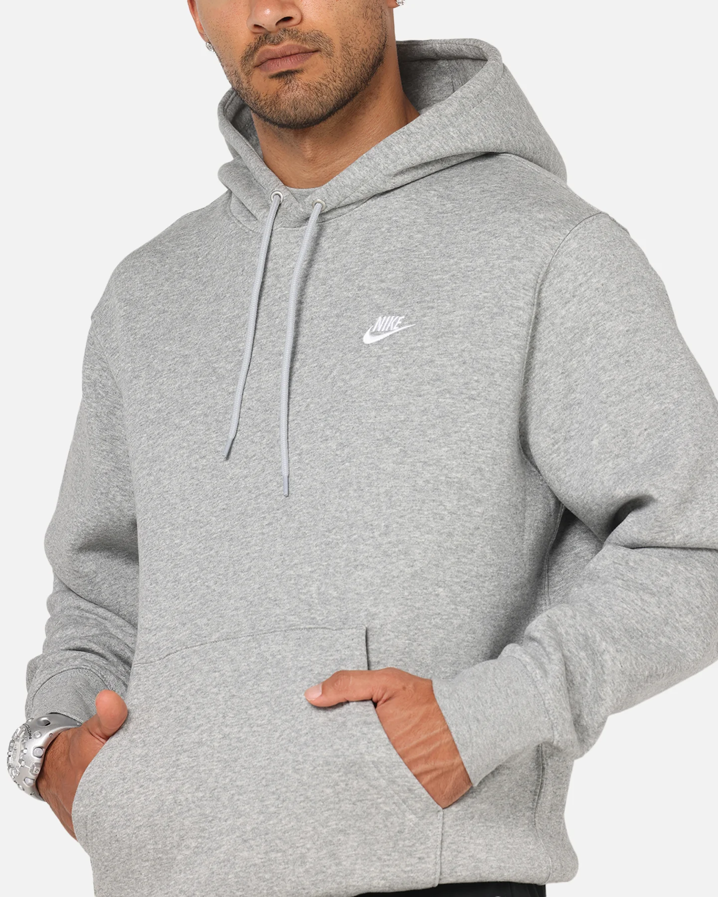 Nike Club Pullover Fleece Hoodie Dark Grey Heather - Image 6