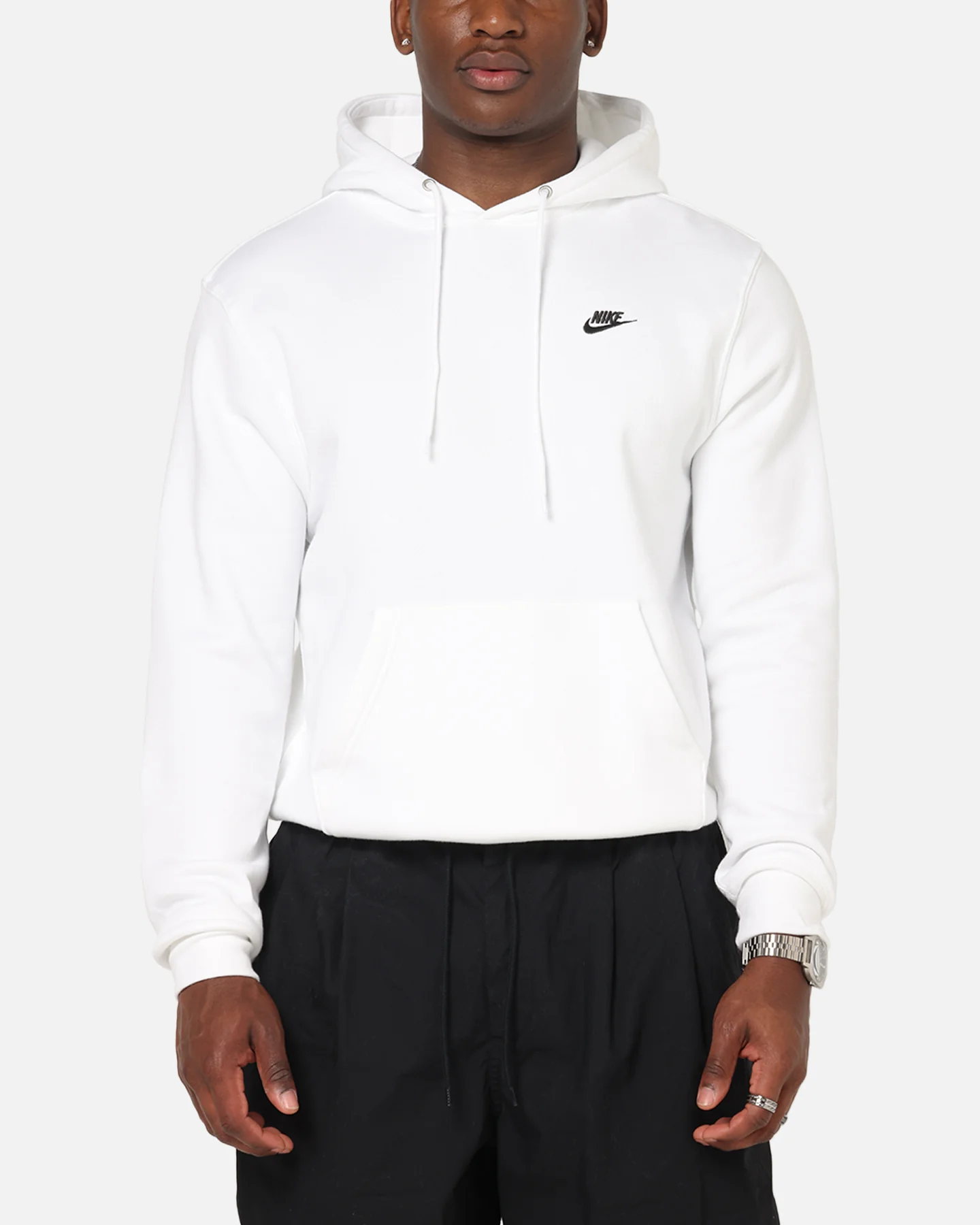 Nike Club Pullover Fleece Hoodie White/White/Black