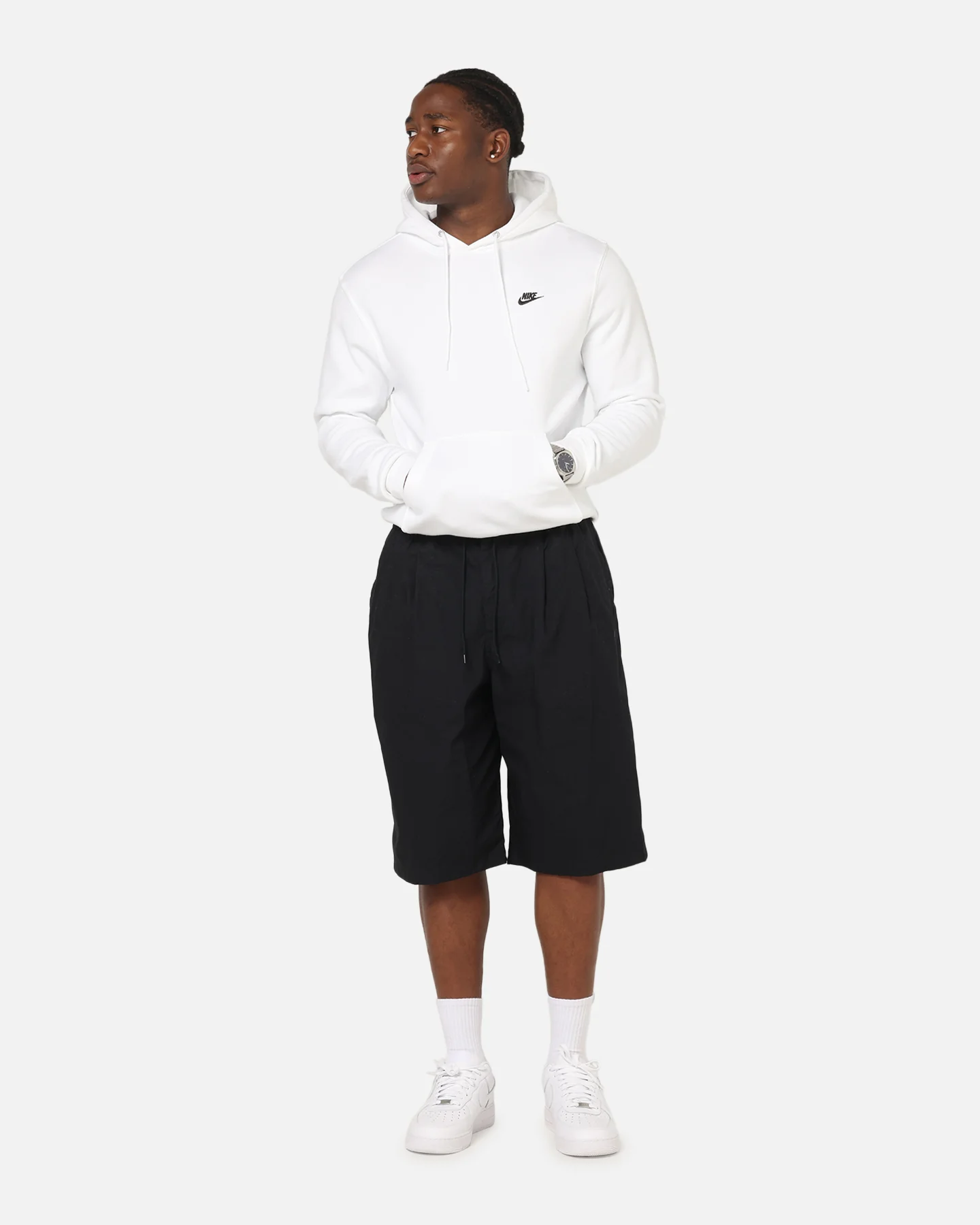 Nike Club Pullover Fleece Hoodie White/White/Black - Image 2