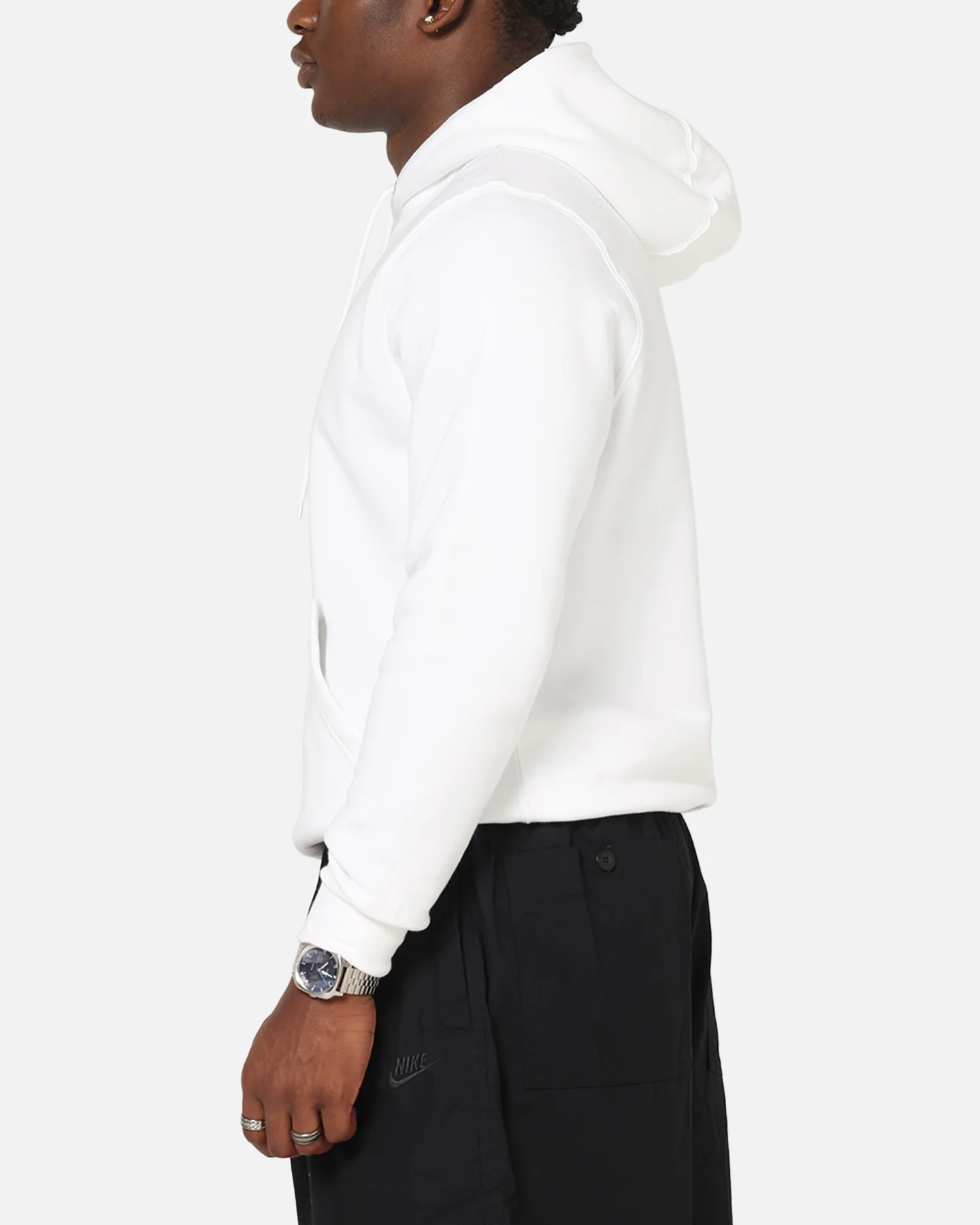 Nike Club Pullover Fleece Hoodie White/White/Black - Image 5