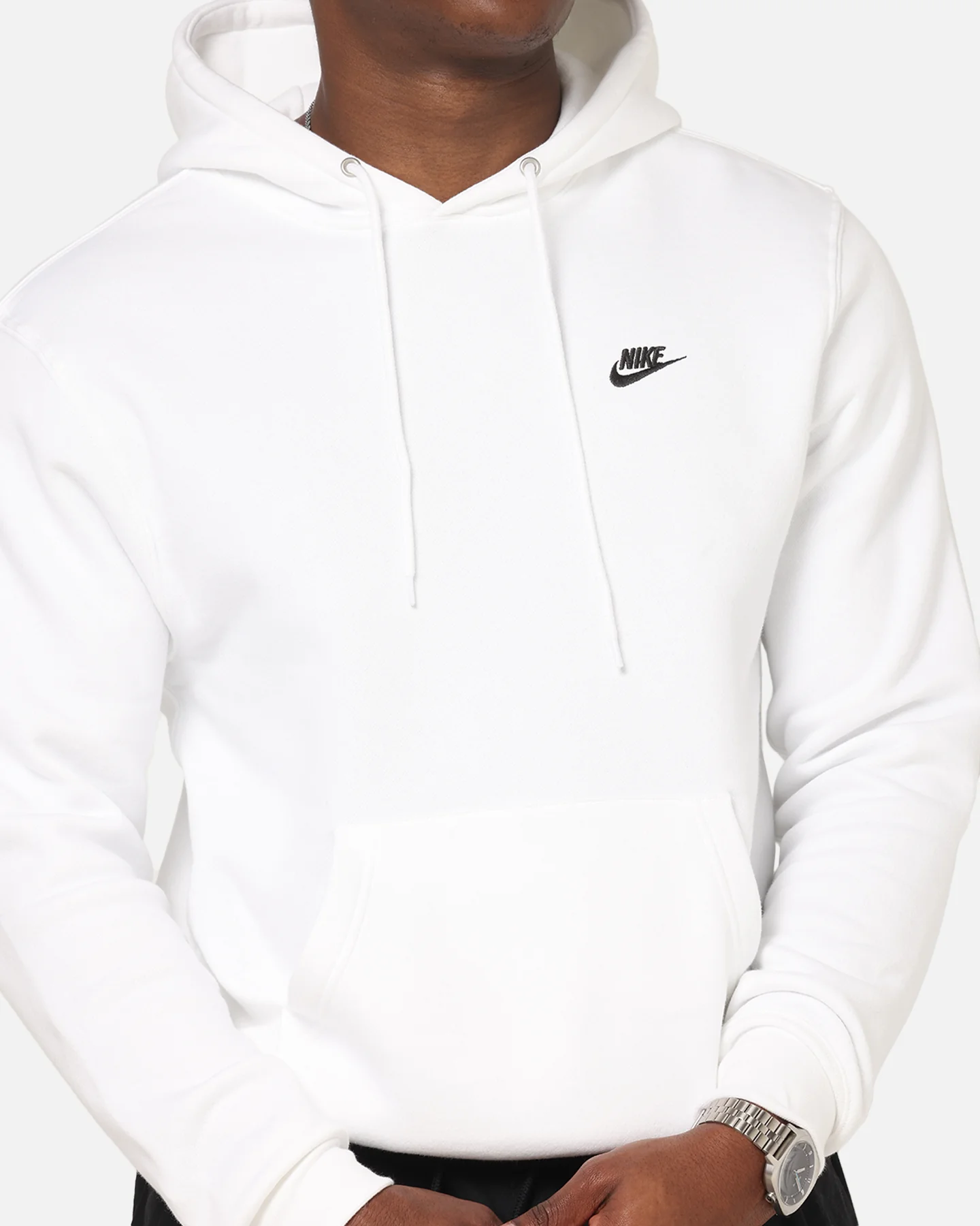 Nike Club Pullover Fleece Hoodie White/White/Black - Image 6