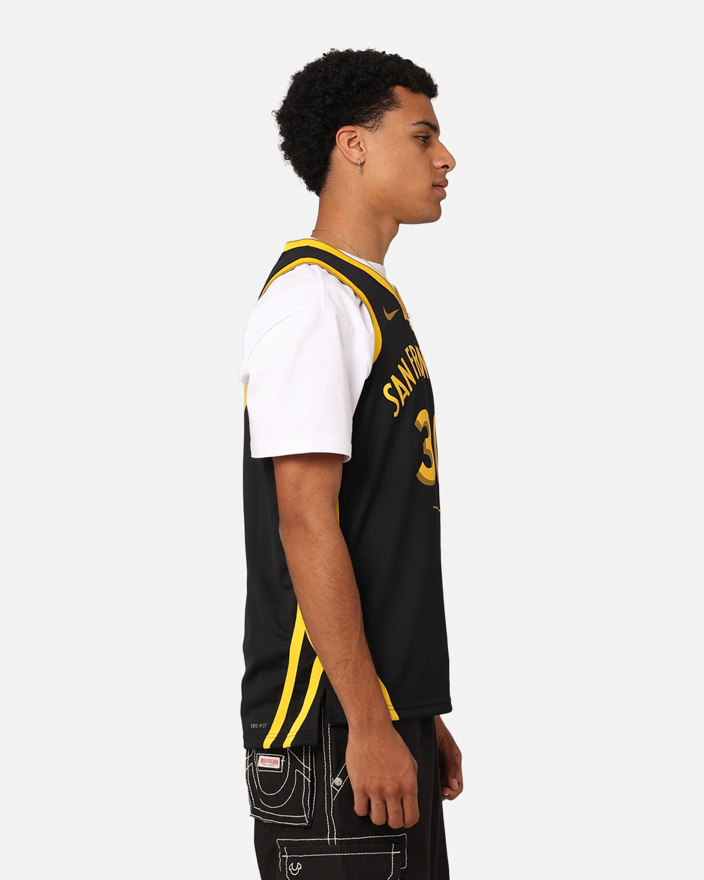 Nike Golden State Warriors Steph Curry Dri-FIT Swingman Jersey Black - Image 6