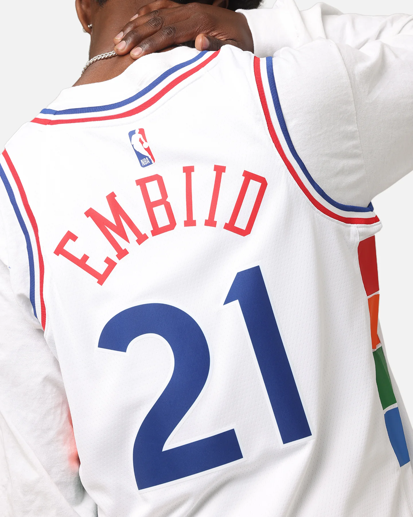 Nike Joel Embiid Philadelphia 76ers #21 City Edition 2024/25 Nike Dri-Fit NBA Swingman Jersey White - Image 8
