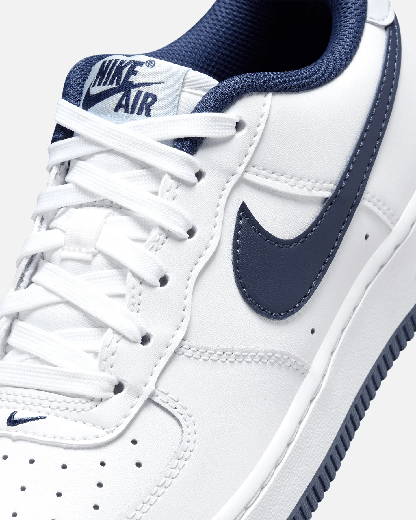 Nike Kids' Air Force 1 (GS) White/Midnight Navy - Image 6
