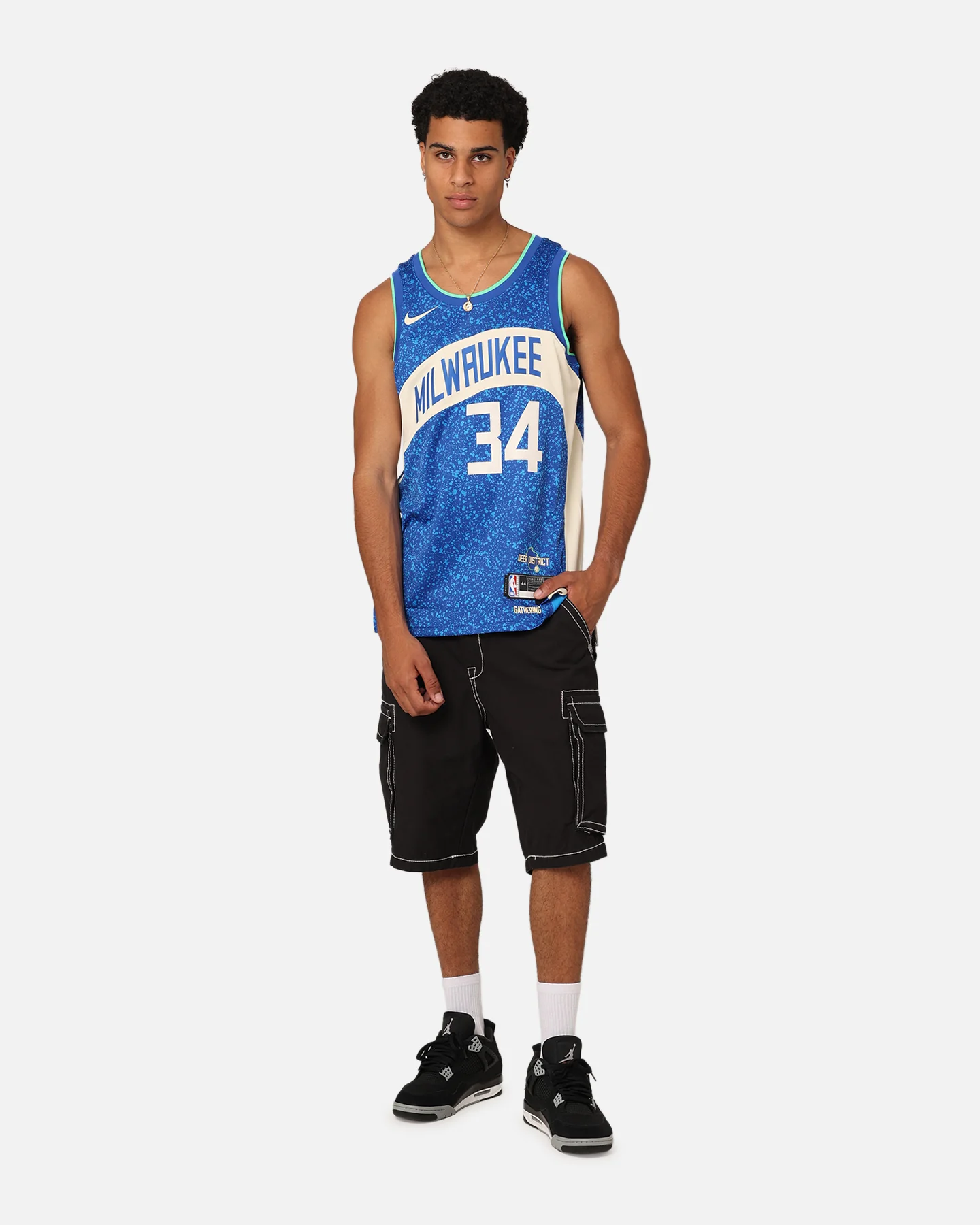 Nike Milwaukee Bucks Giannis Antetokounmpo Dri-FIT Swingman Jersey Photo Blue - Image 3