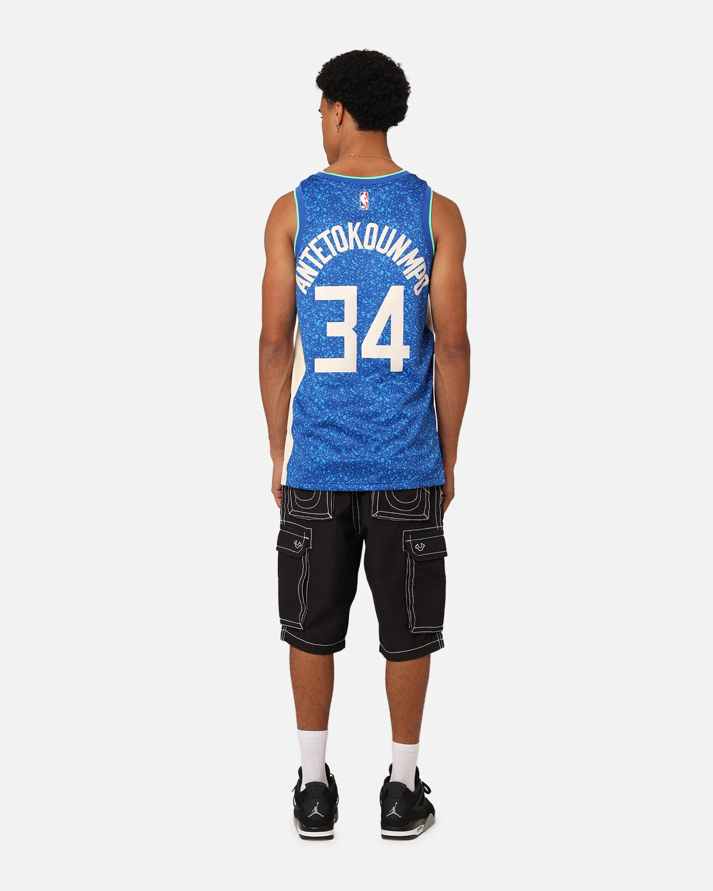 Nike Milwaukee Bucks Giannis Antetokounmpo Dri-FIT Swingman Jersey Photo Blue - Image 8