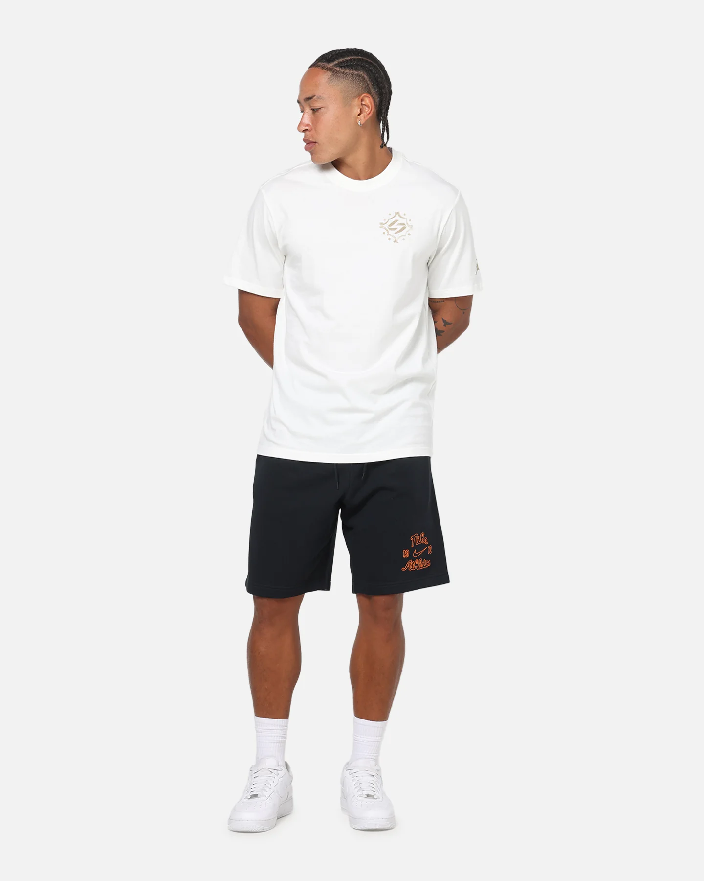 Nike Sportswear Club Essential French Terry Shorts Black/Safety Orange - Image 2