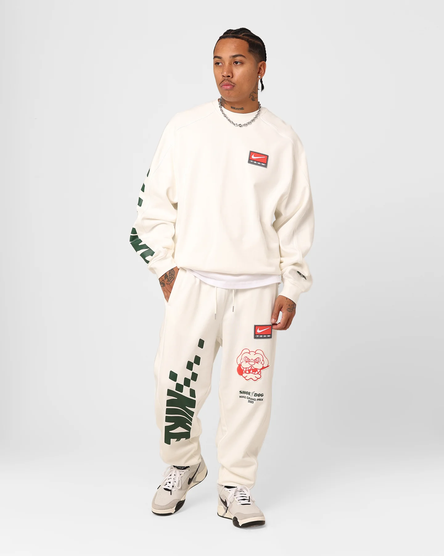 Nike Sportswear Trend Fleece Joggers Sail/Fire Red - Image 2