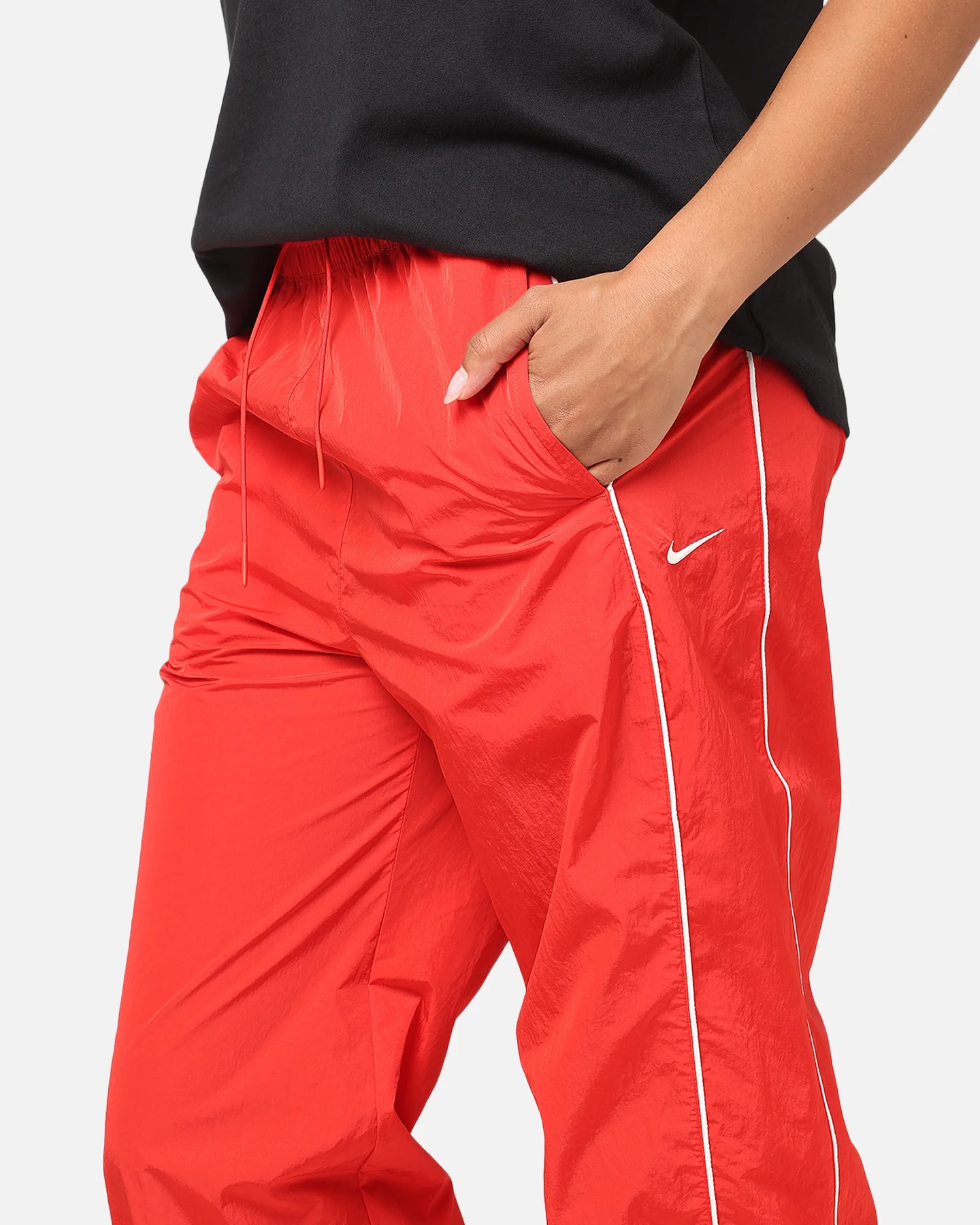 Nike Women's Sportswear High-Waisted Woven Open-Hem Pants University Red/Sail - Image 3