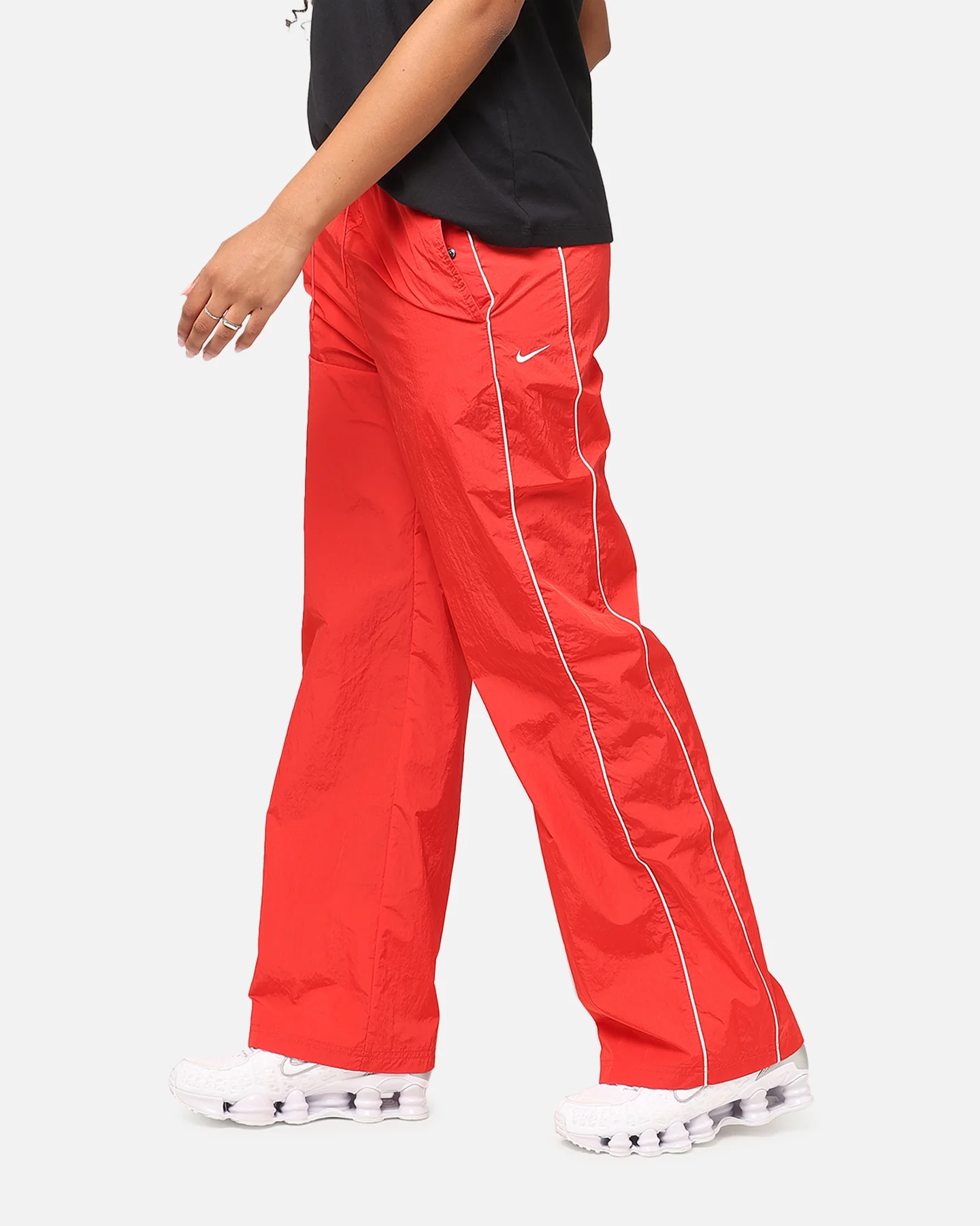 Nike Women's Sportswear High-Waisted Woven Open-Hem Pants University Red/Sail - Image 6