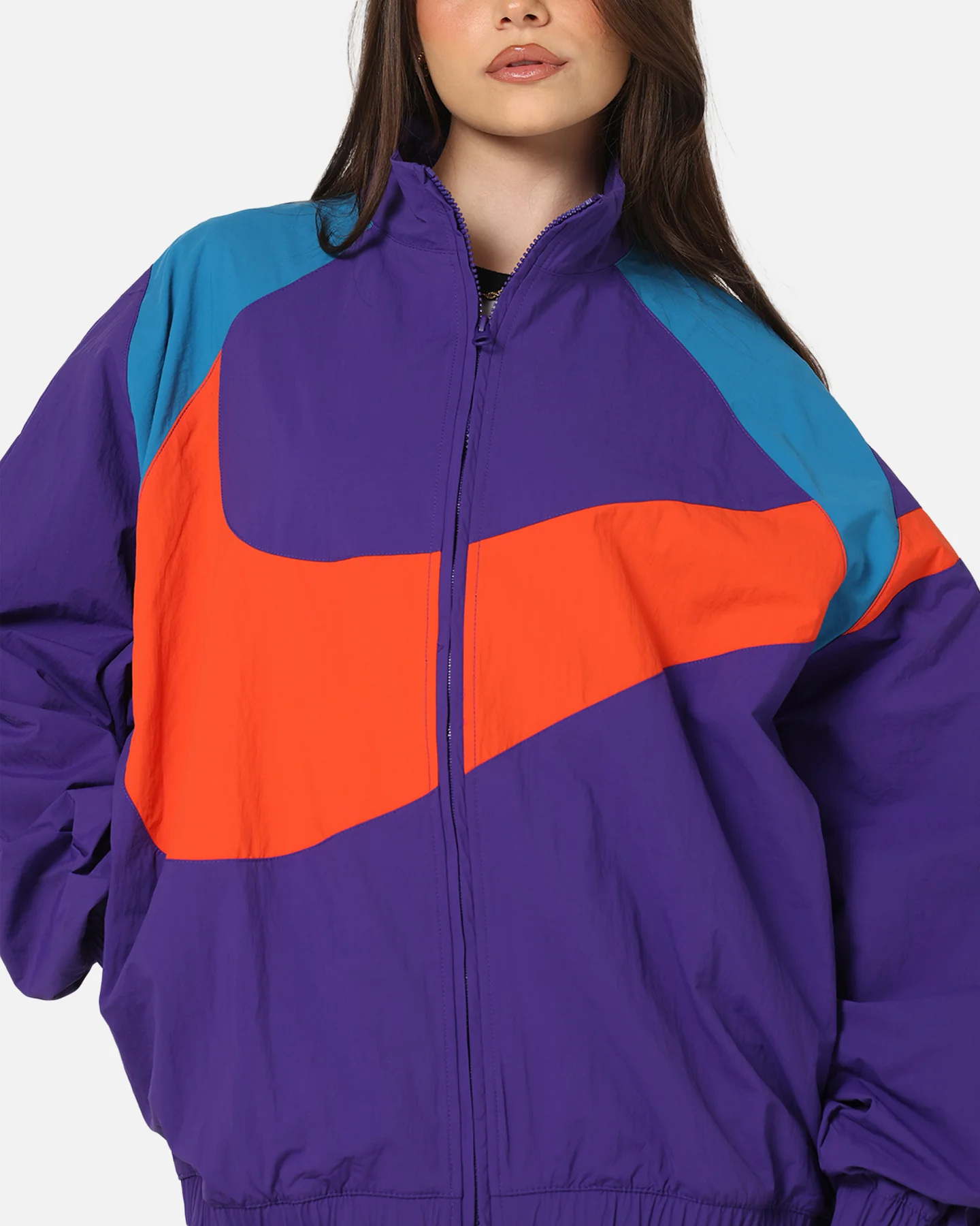 Nike Women's Sportswear Logo Oversized Woven Jacket Court Purple - Image 7