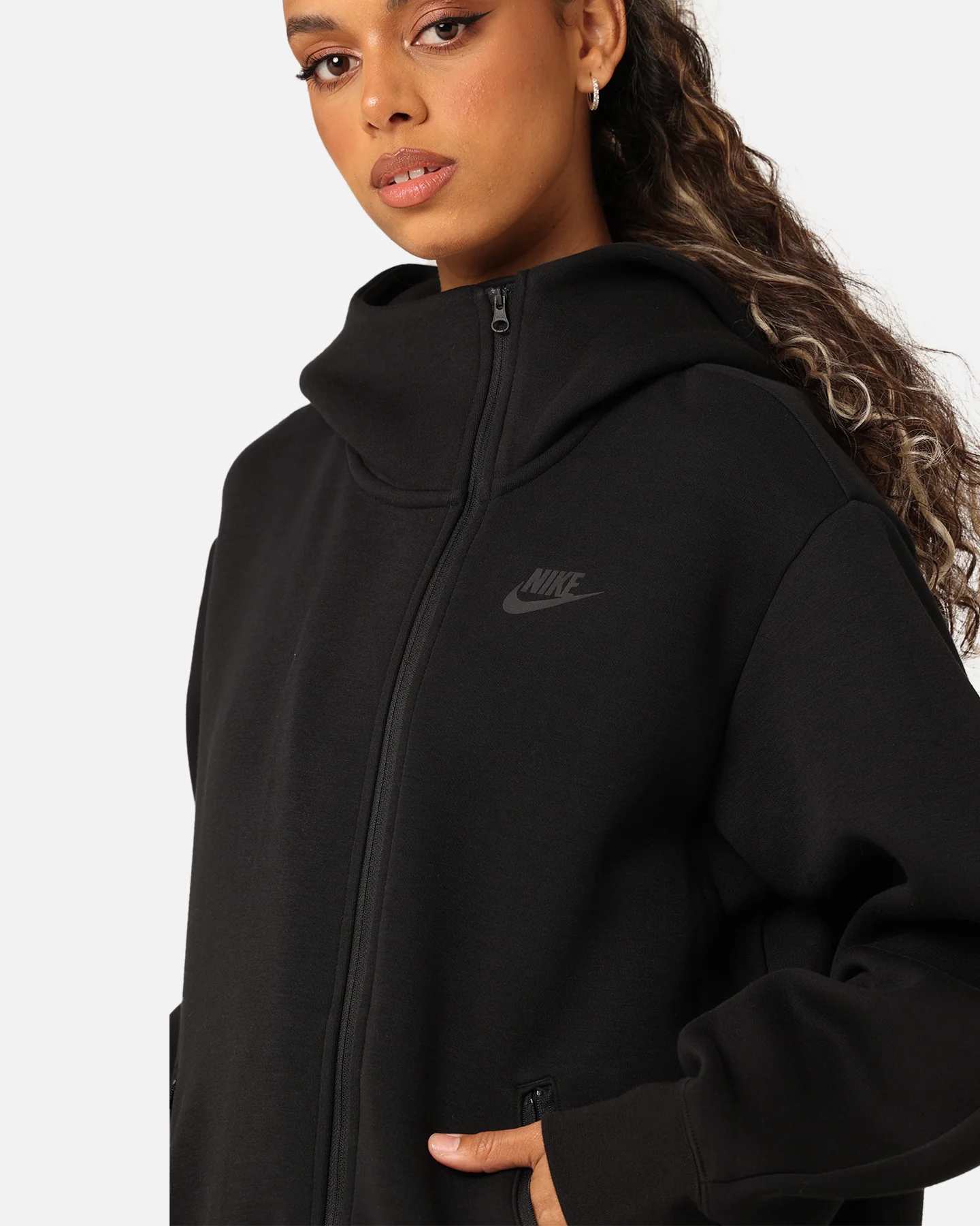 Nike Women's Sportswear Tech Fleece Oversized Full-Zip Hoodie Cape Black/Black - Image 7