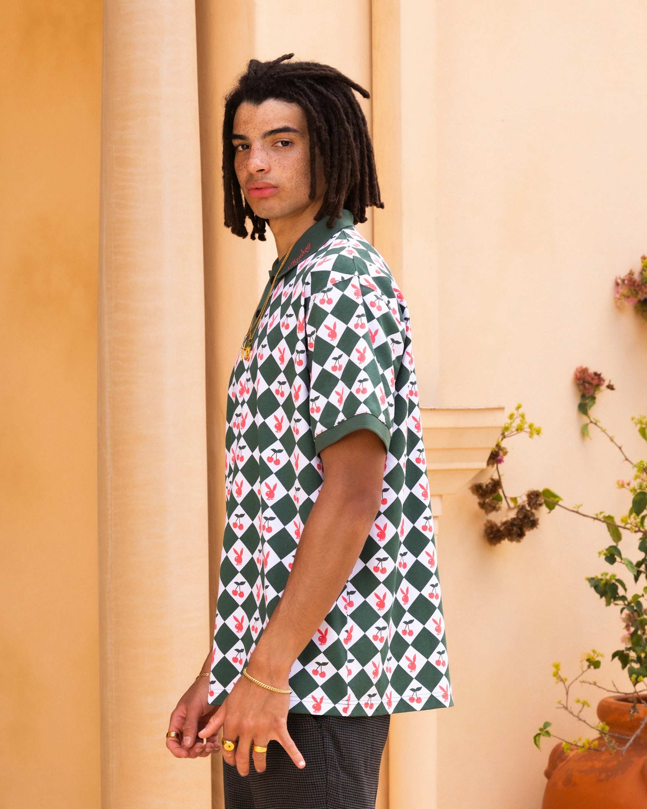Playboy By Culture Kings Cherry Polo Shirt Green/White - Image 6