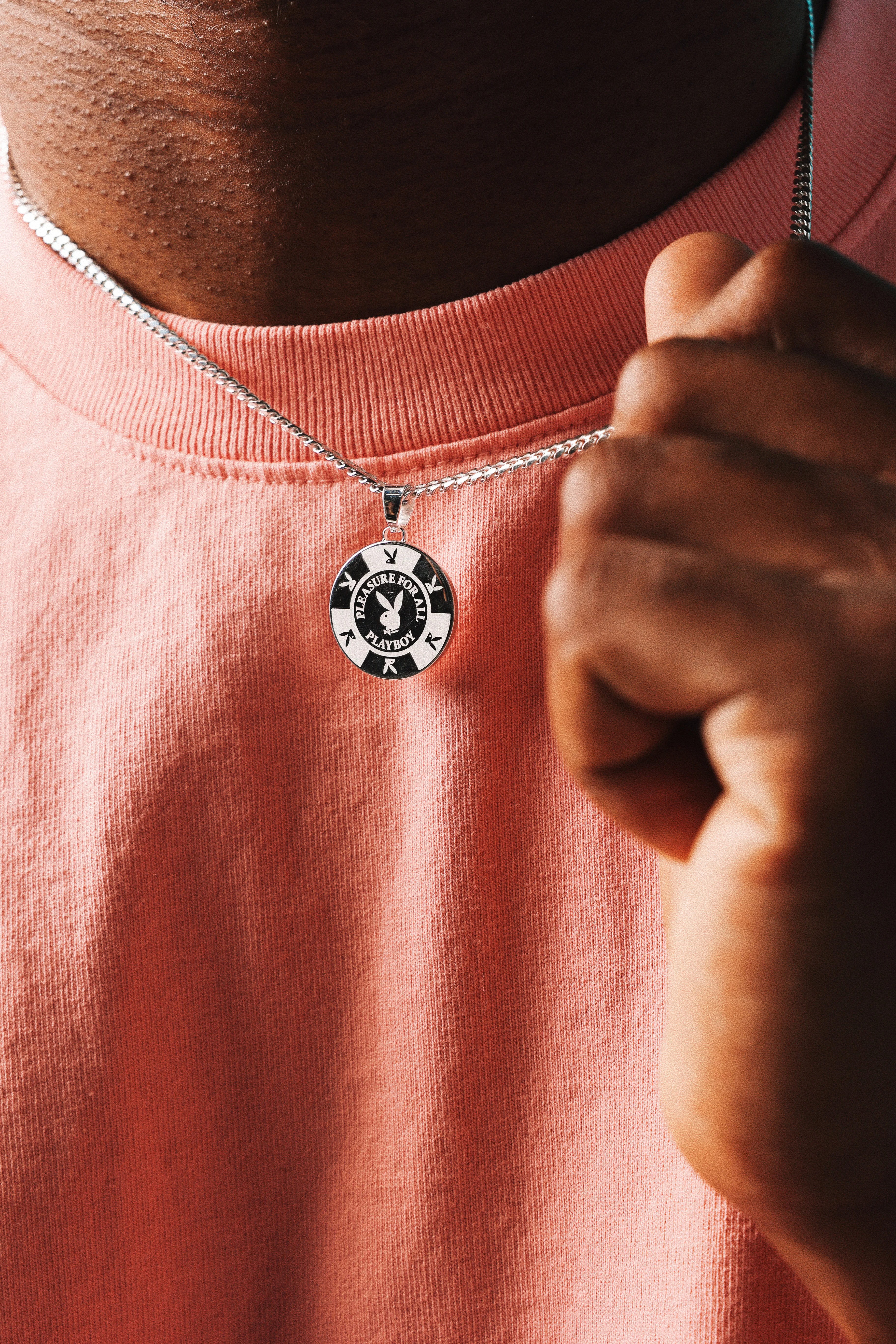 Playboy By House Of Auric Playboy Chip Pendant Sterling Silver