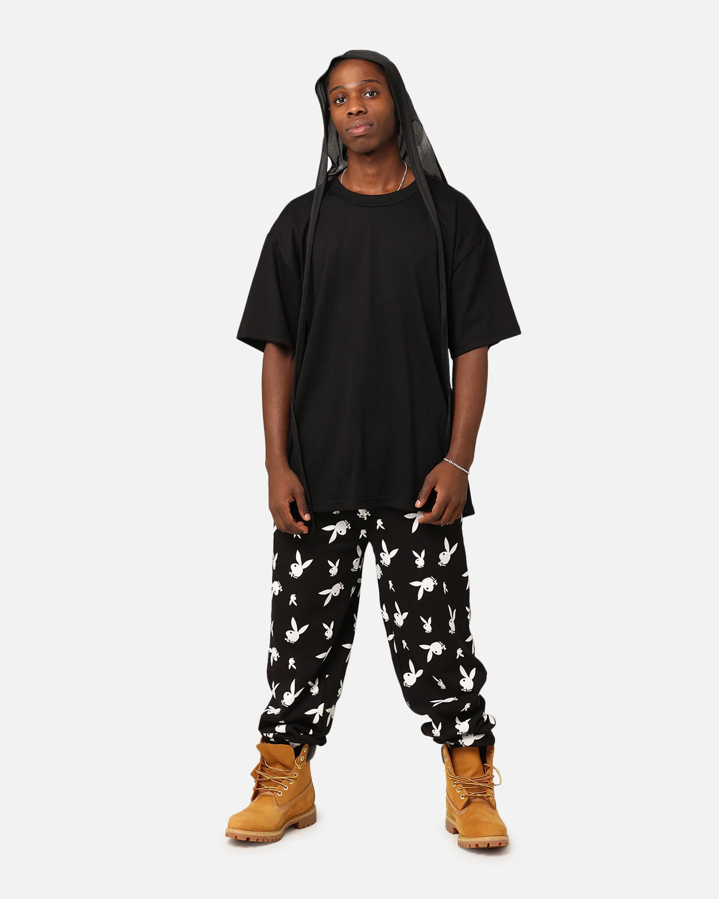 Playboy Gold All Over Bunny Track Pants Black - Image 2