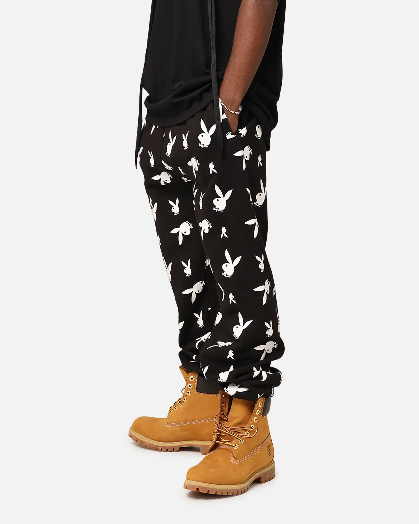 Playboy Gold All Over Bunny Track Pants Black - Image 6