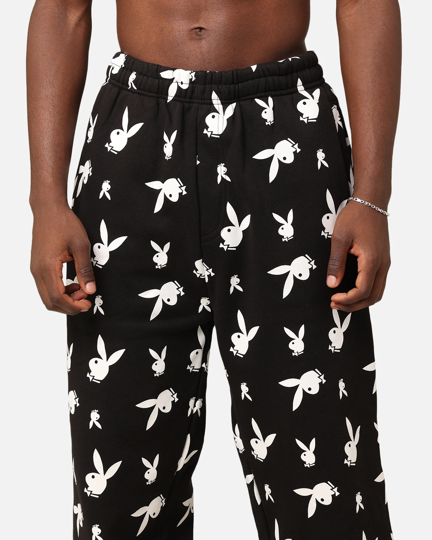 Playboy Gold All Over Bunny Track Pants Black - Image 7