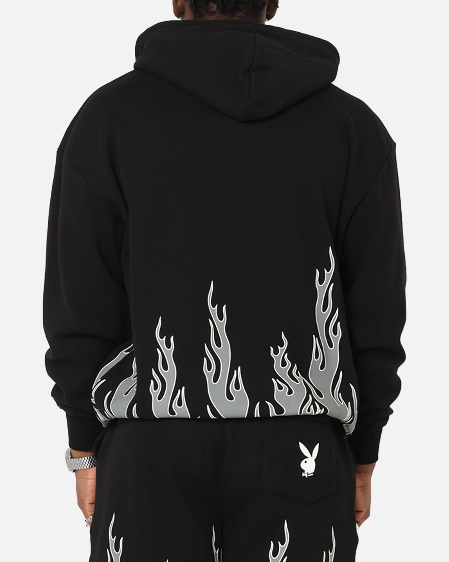 Playboy Gothic Flames Hoodie Black - Image 3