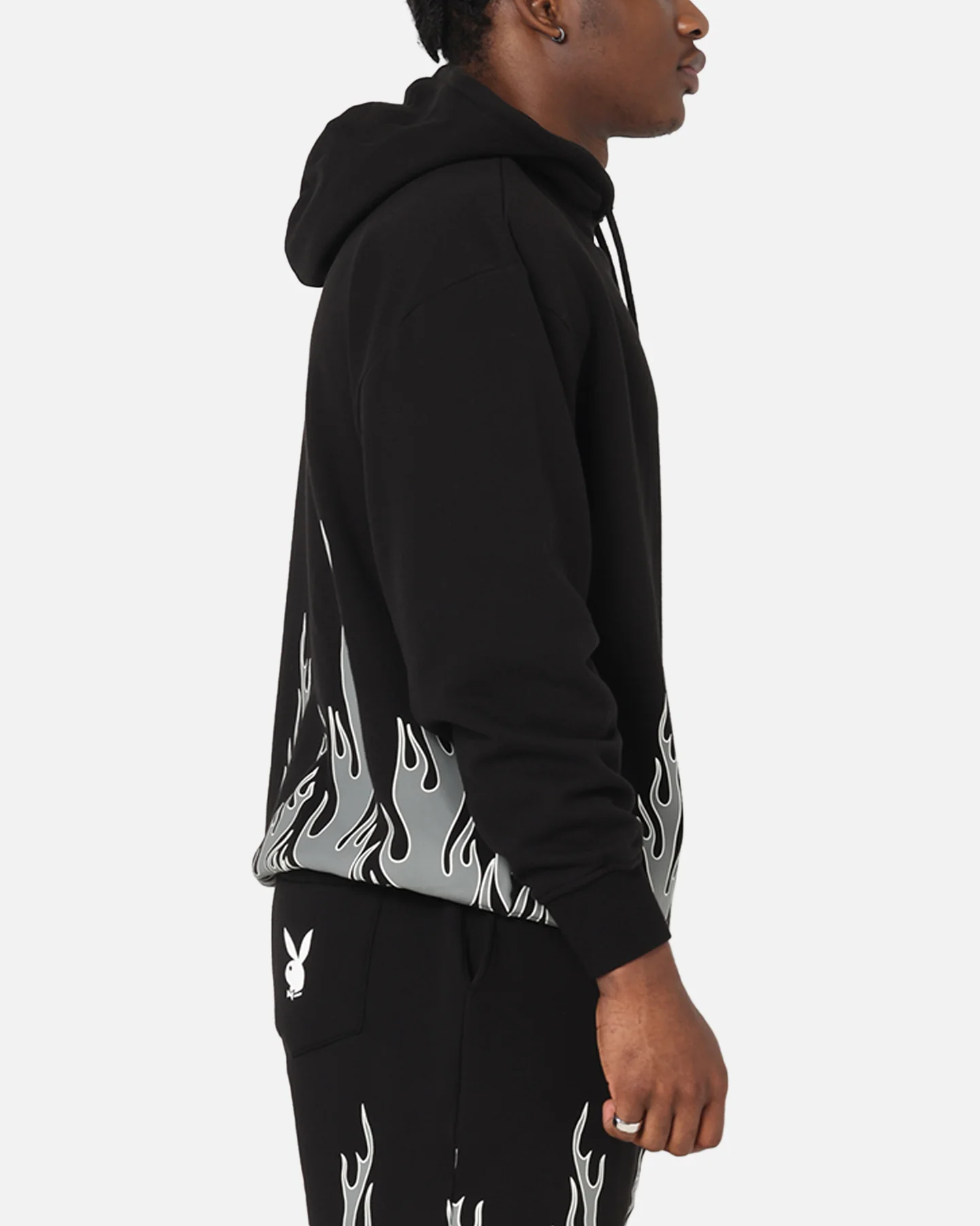 Playboy Gothic Flames Hoodie Black - Image 4