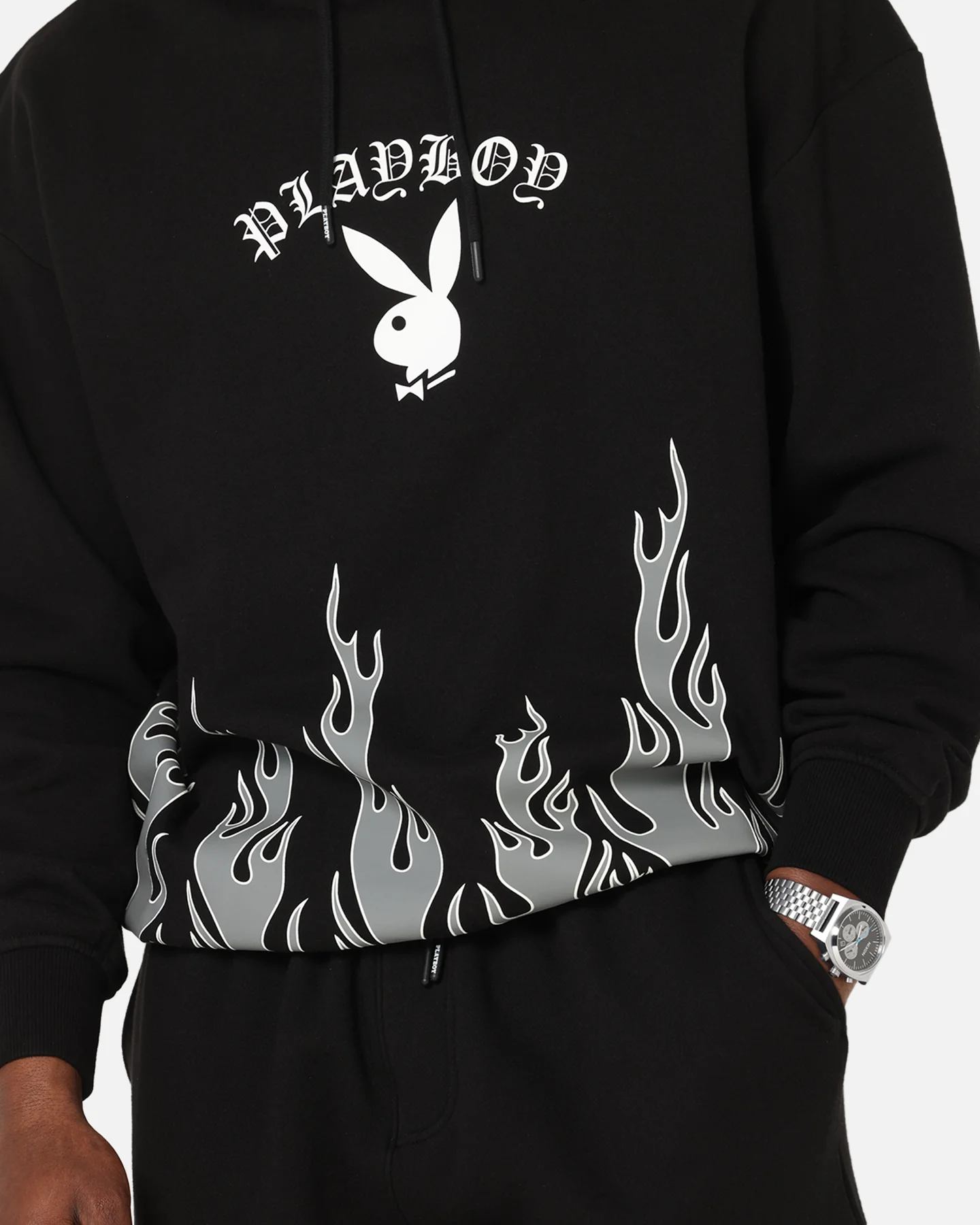 Playboy Gothic Flames Hoodie Black - Image 6