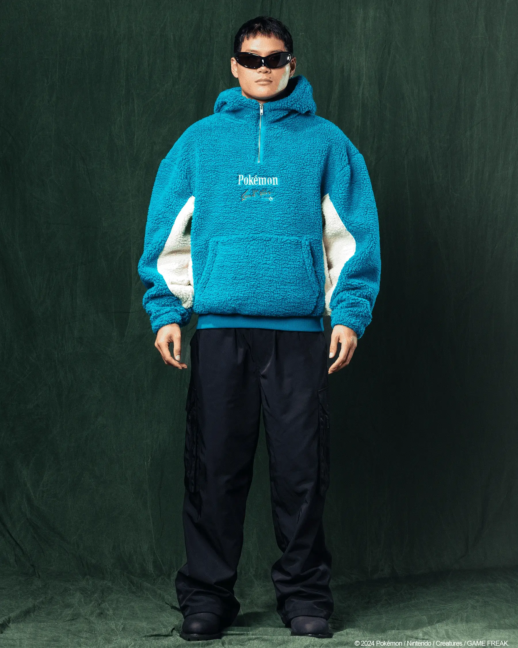 Pokémon By Loiter Snorlax Sherpa Hoodie Green/Off White - Image 2