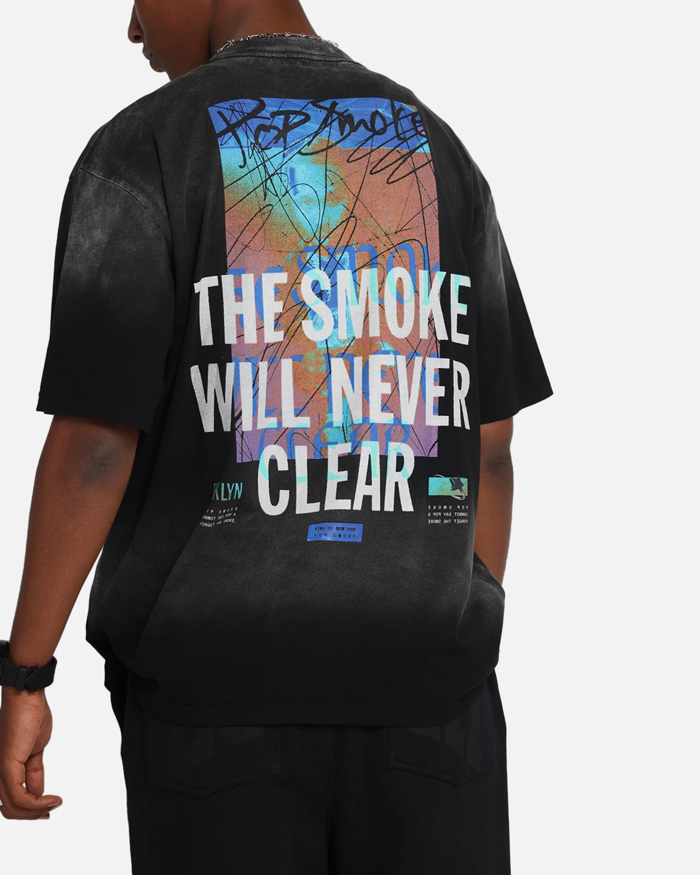 Pop Smoke Never Clear T-Shirt Black Wash - Image 8