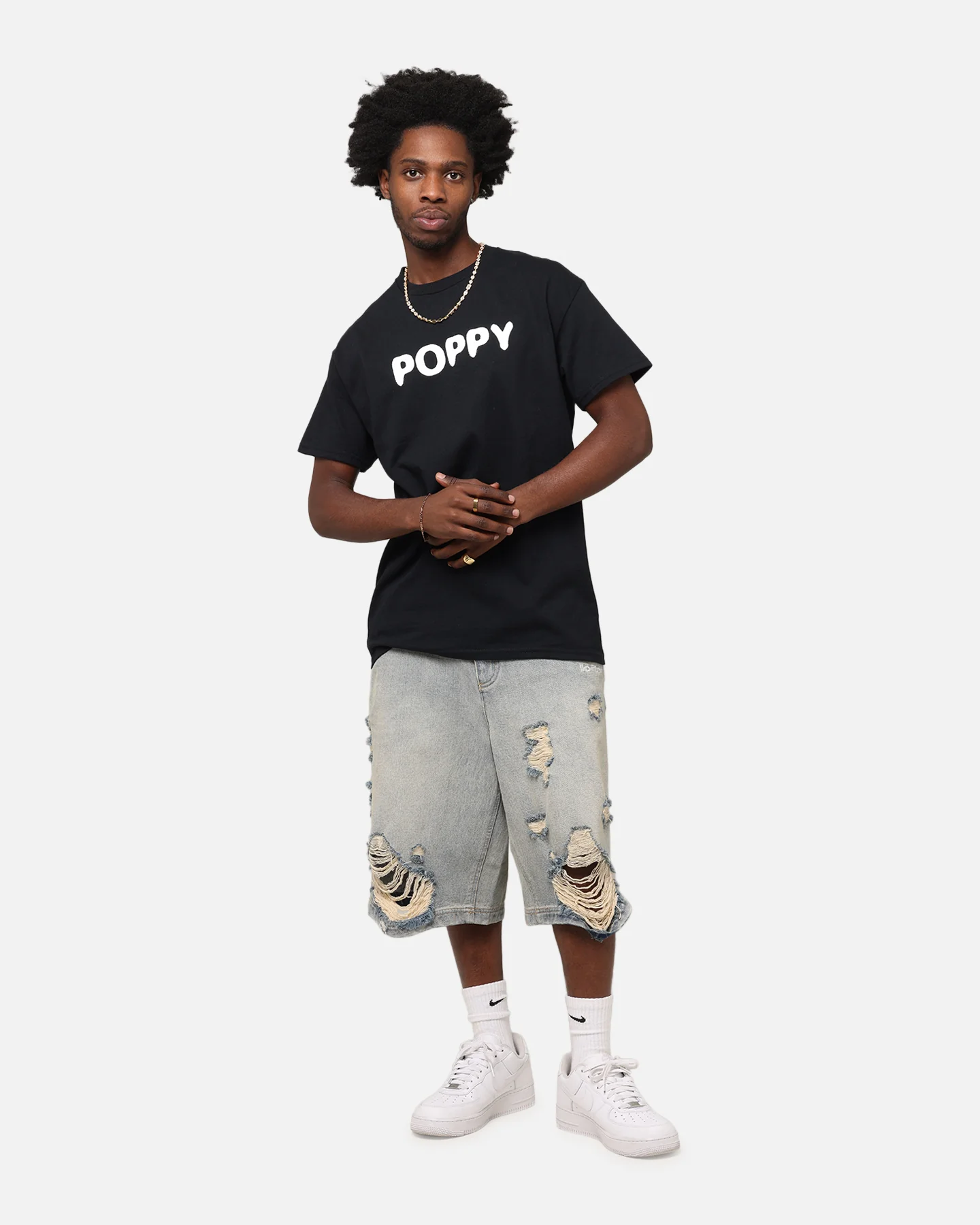 Poppy Negative Spaces T-Shirt Black - Image 4