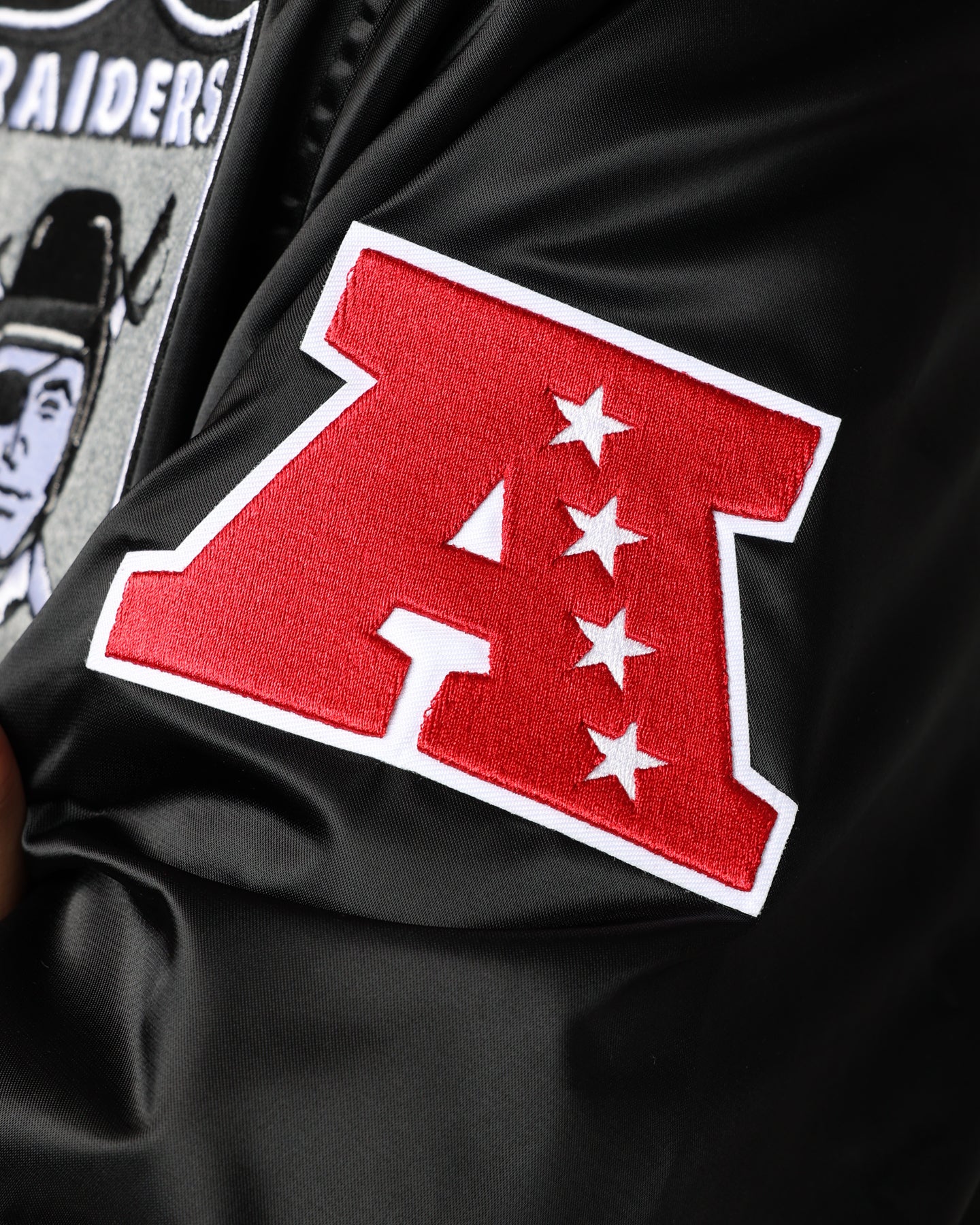 Pro Standard Las Vegas Raiders Satin Varsity Jacket Black/Grey - Image 13